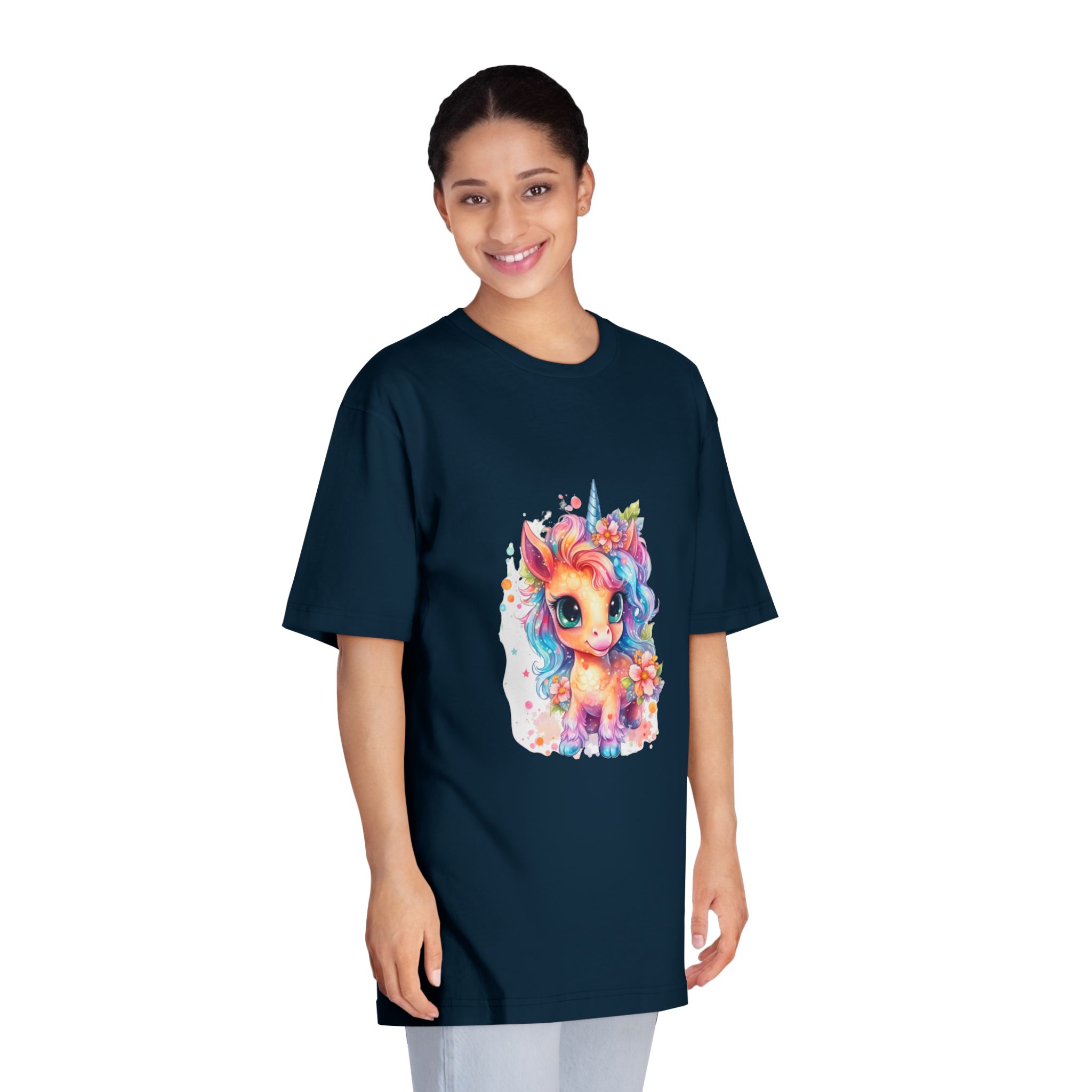 Cute Colorful Magic Unicorn With Flowers Watercolor Style (1) Fotor Bg Remover 2023110475940 Unisex Classic Crewneck T Shirt - Image 19