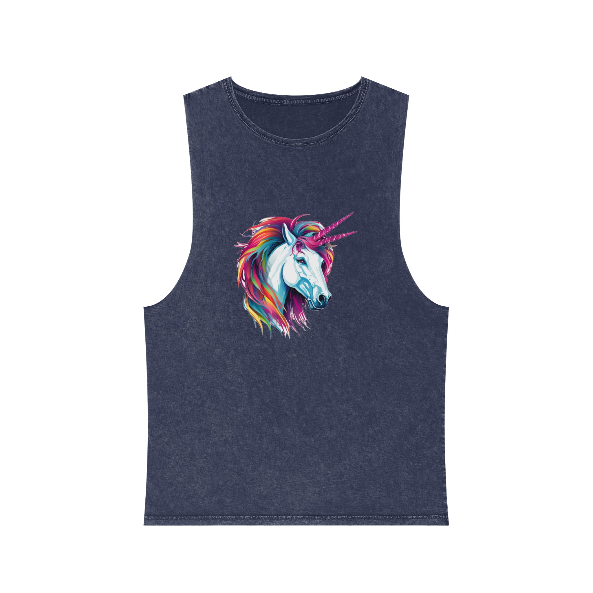 Close Up Unicorns Head With Colorful Mane Generative Ai Copy Unisex Stonewash Tank Top - Image 13