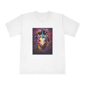 Cute Unicorn Cartoon Looking Through Wall Poster Illustration Kids Unisex Classic Crewneck T Shirt