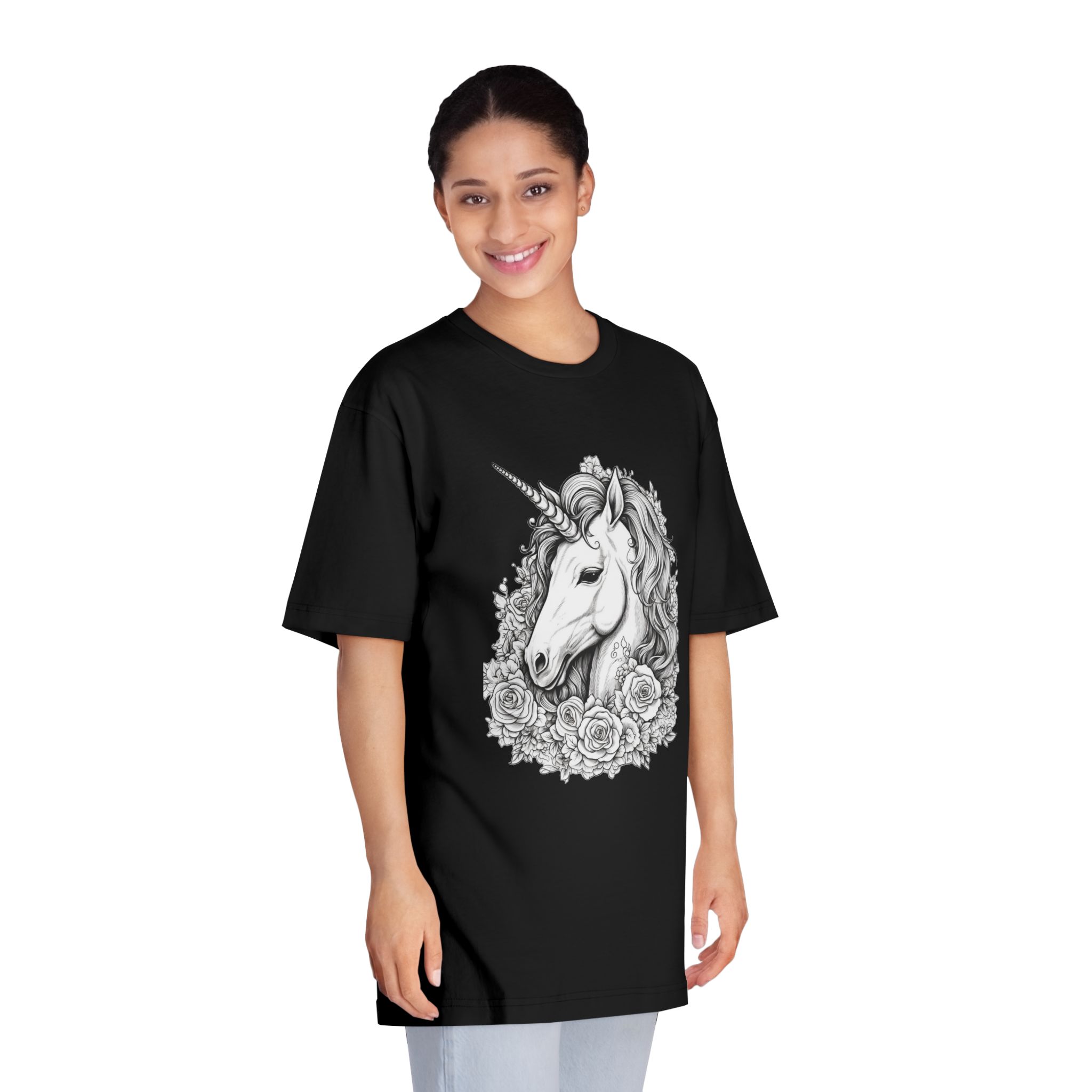 Unicorn With Roses Roses Around It Generative Ai Unisex Classic Crewneck T Shirt - Image 7