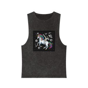 Astronaut Unicorn Unisex Stonewash Tank Top
