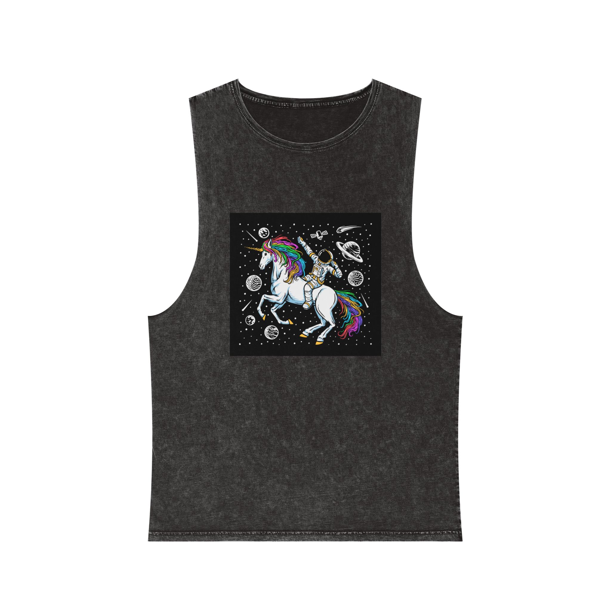 Astronaut Unicorn Unisex Stonewash Tank Top