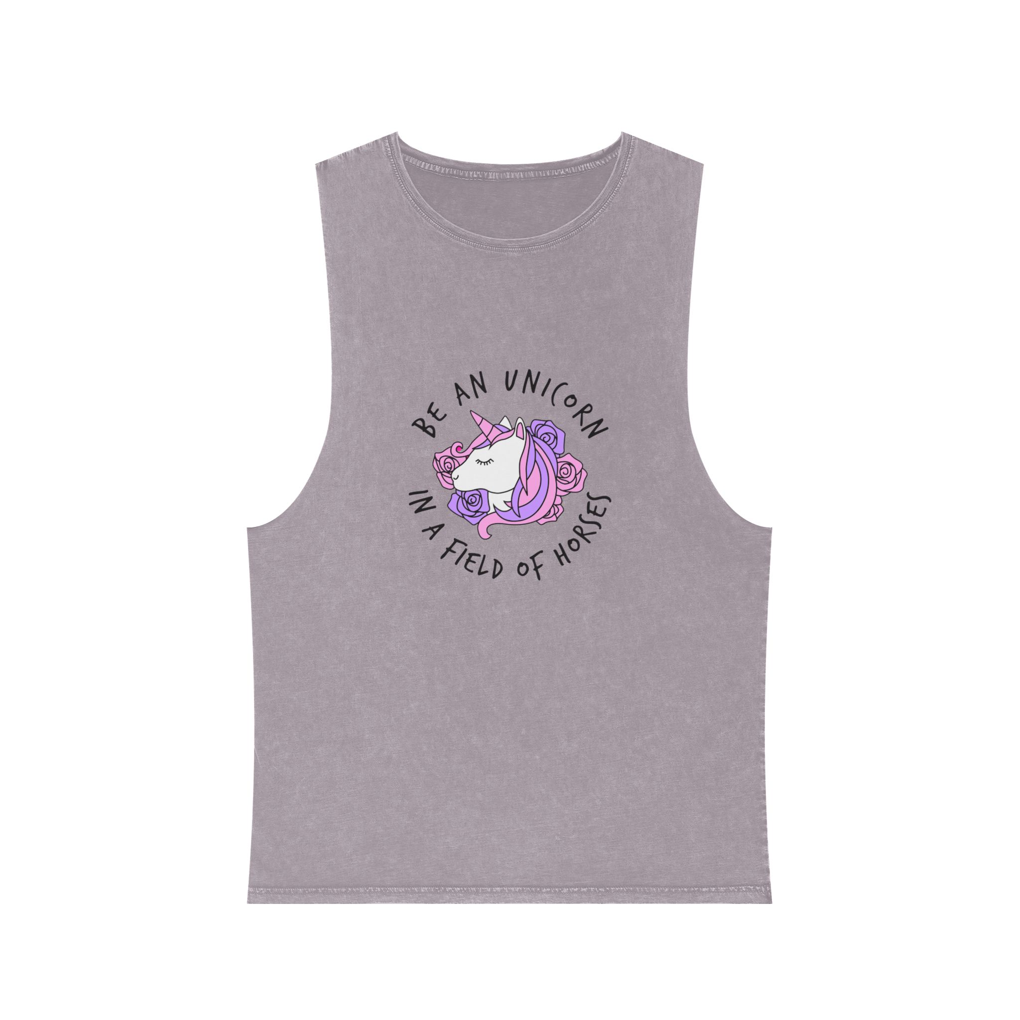 Cute Girly Unicorn With Flowers Motivational Quote Unisex Stonewash Tank Top - Image 17