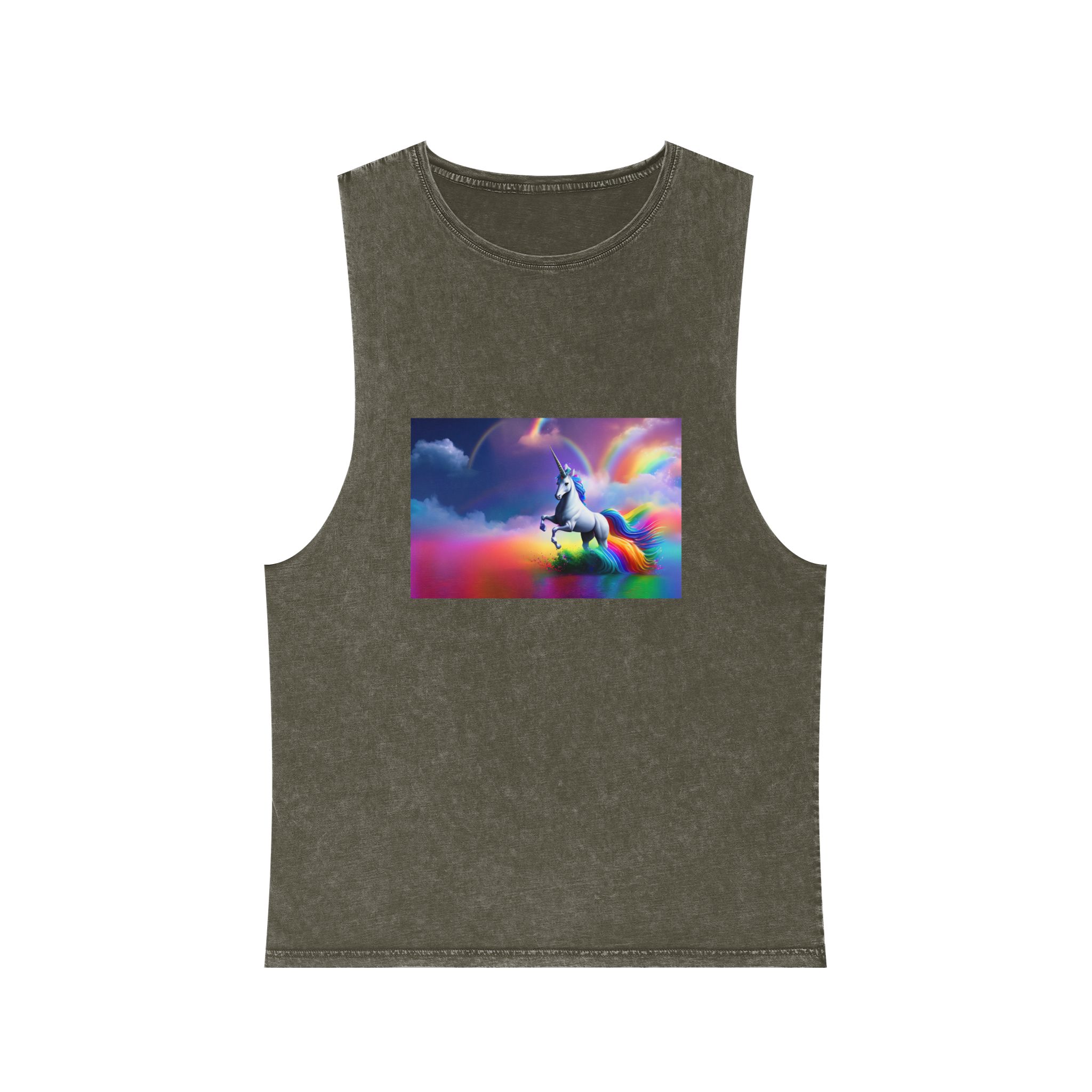 Beautiful Butterfly Unicorn Watercolors Unisex Stonewash Tank Top - Image 5