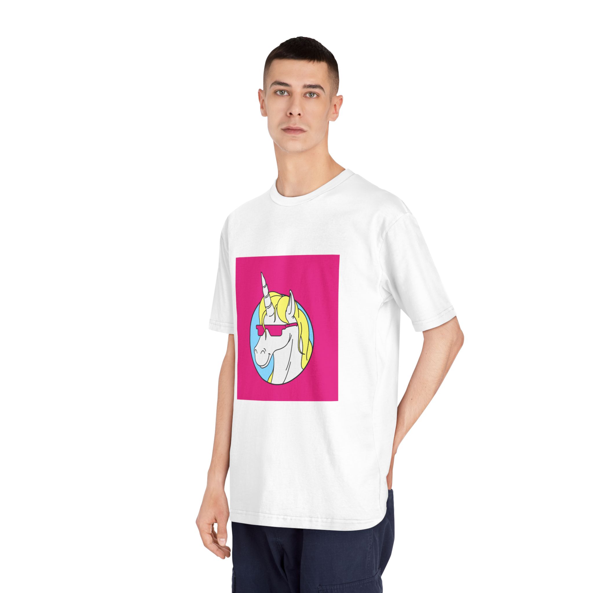 Retro Emblem of Unicorn Wearning A Glasses Unisex Classic Crewneck T Shirt - Image 4