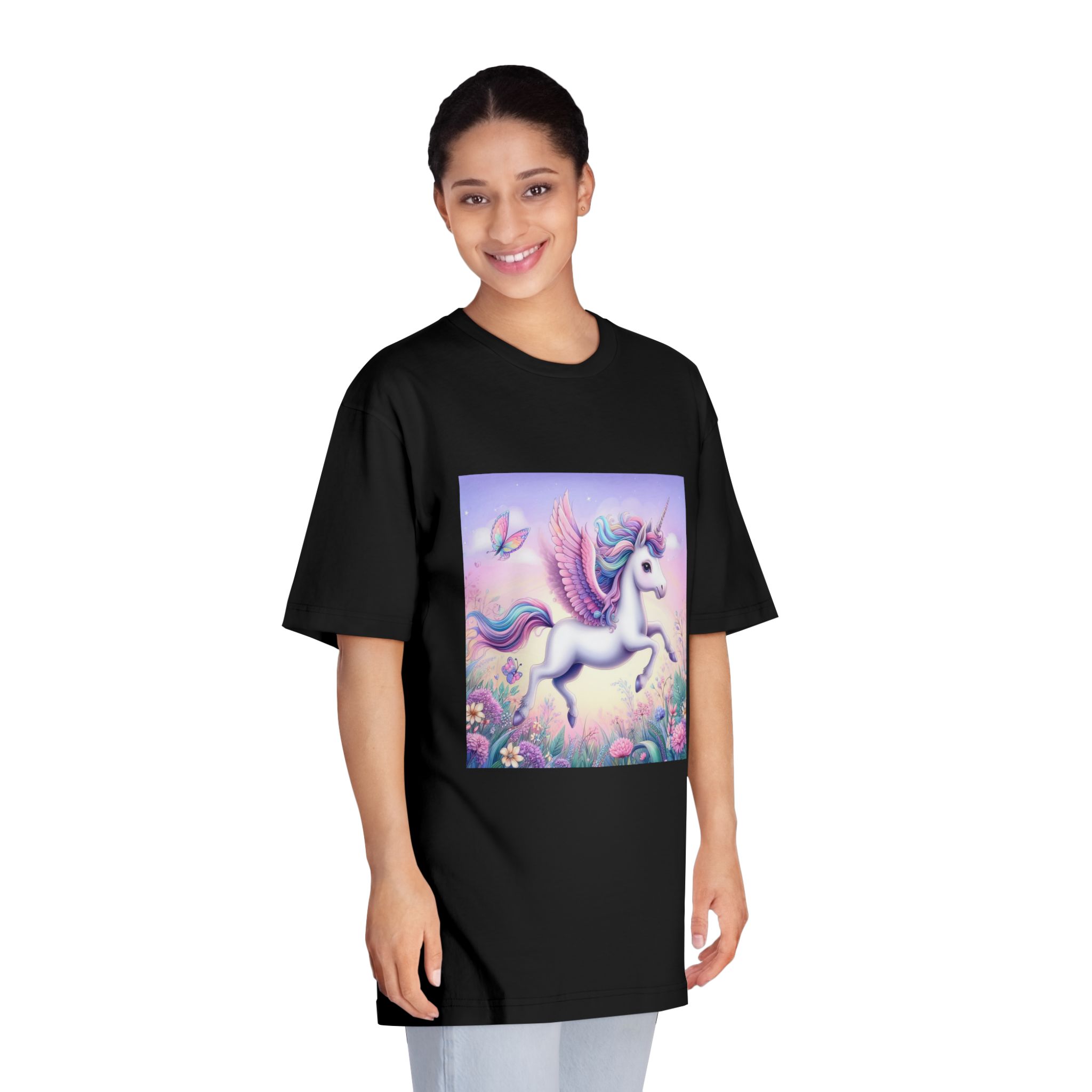 Beautiful Unicorn Running Magical Meadow Unicorn Background Images Whimsical Unicorn (41) Unisex Classic Crewneck T Shirt - Image 7