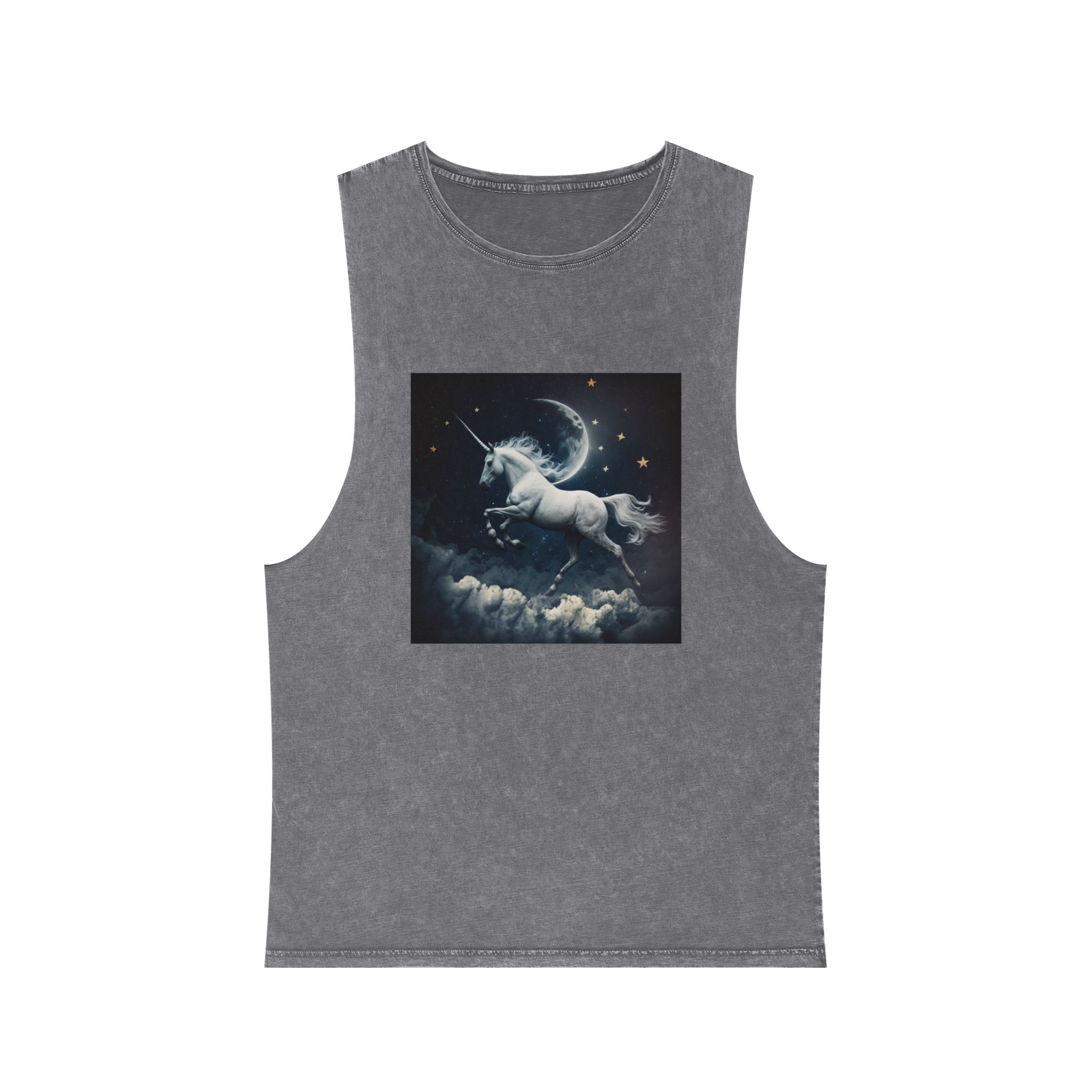 Unicorn Clouds With Full Moon Background Generative Ai Unisex Stonewash Tank Top - Image 9