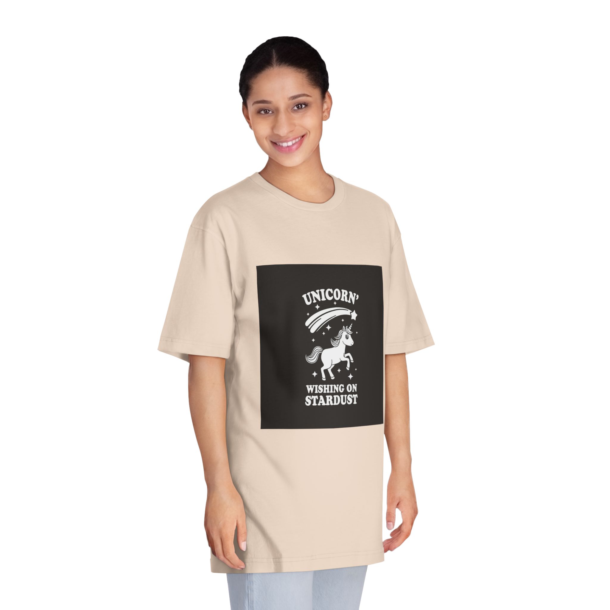 White Unicorn With Star It Is Black Background Unisex Classic Crewneck T Shirt - Image 11