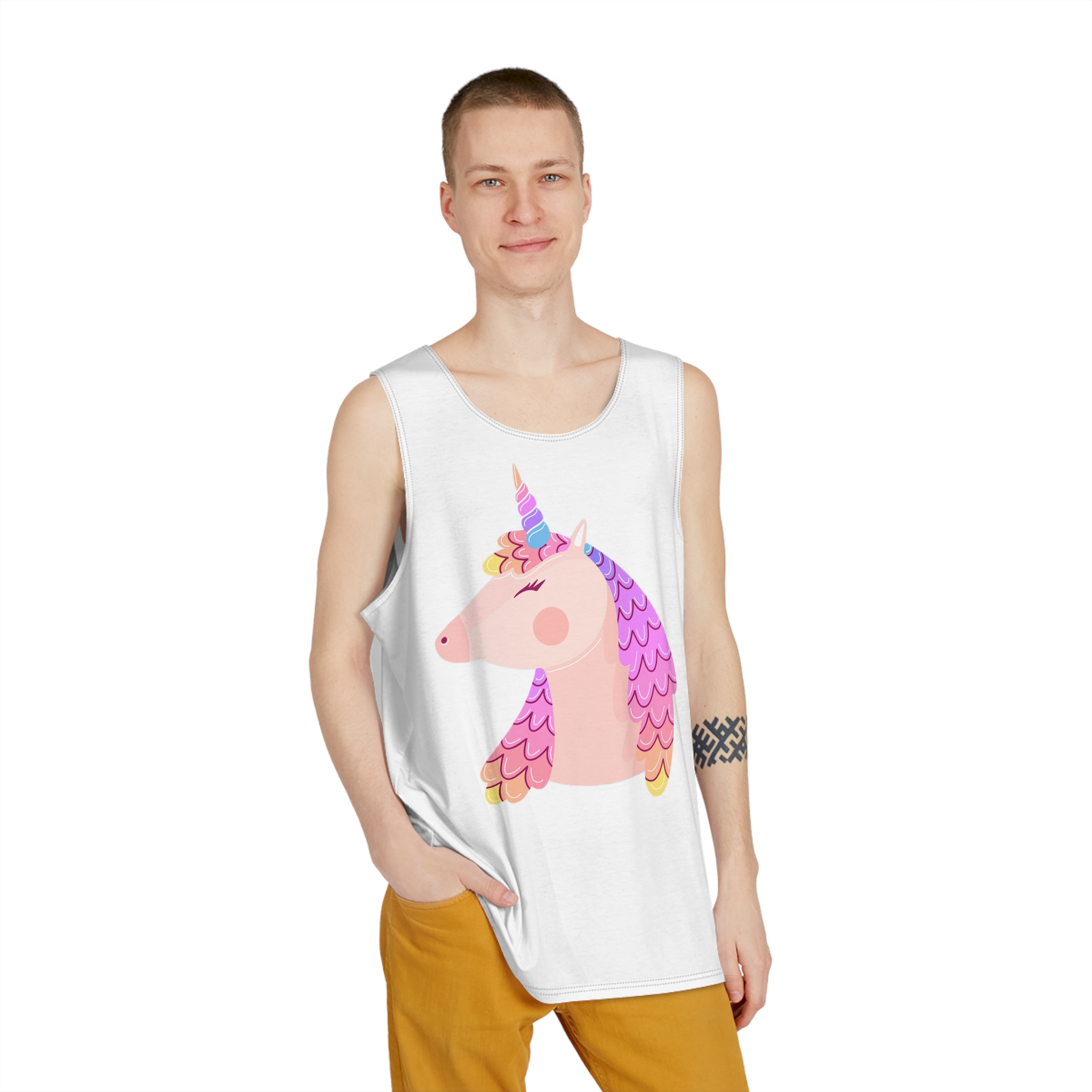 Rounded Unicorn Mens Tank Aop - Image 3