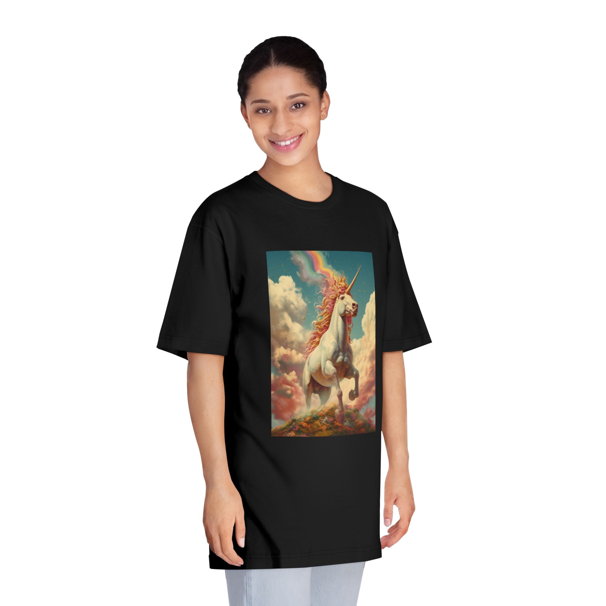 Painting Unicorn With Rainbow Sky Generative Ai Unisex Classic Crewneck T Shirt - Image 7