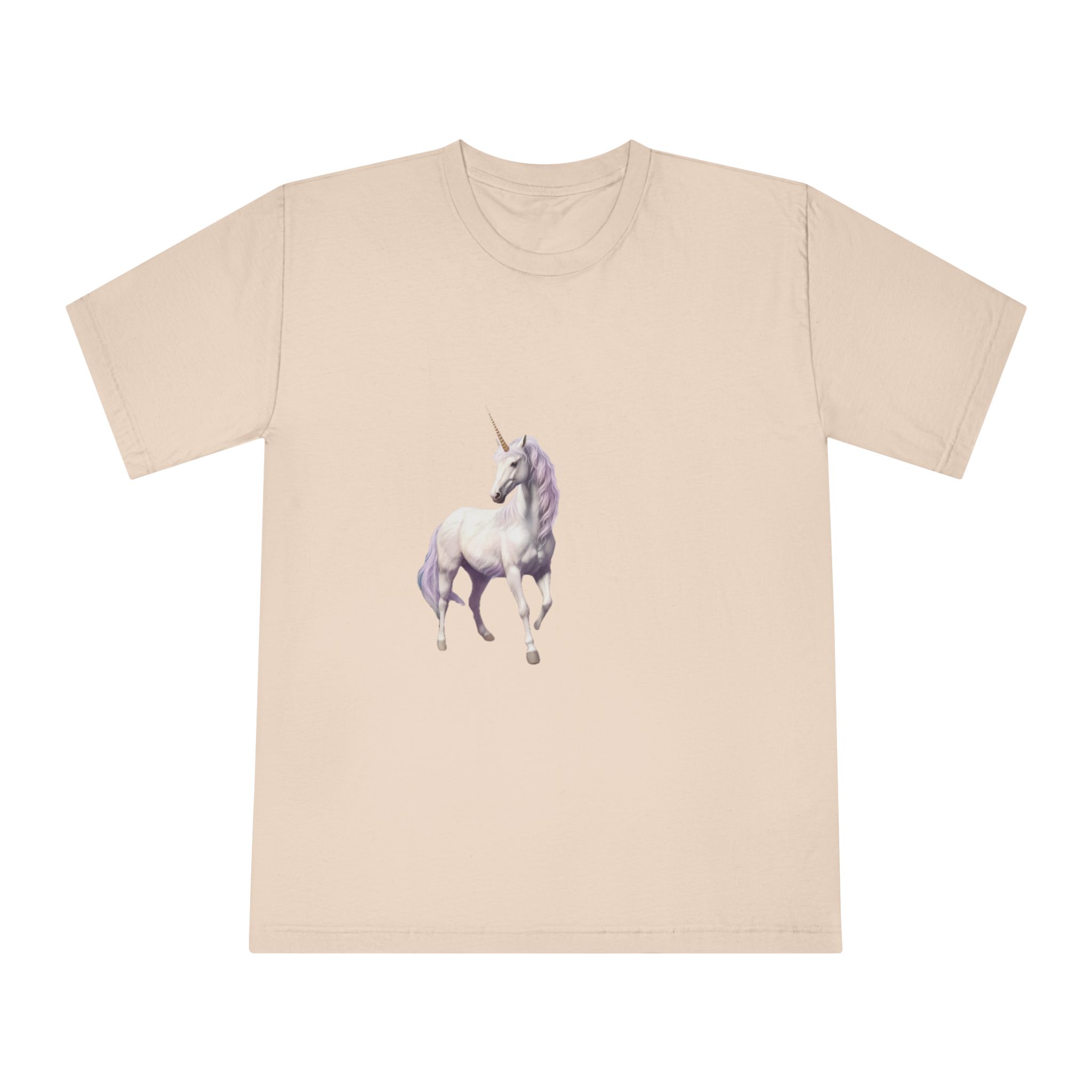 Unicorn Standing Field Flowers With Mountains Background Generative Ai Unisex Classic Crewneck T Shirt - Image 9