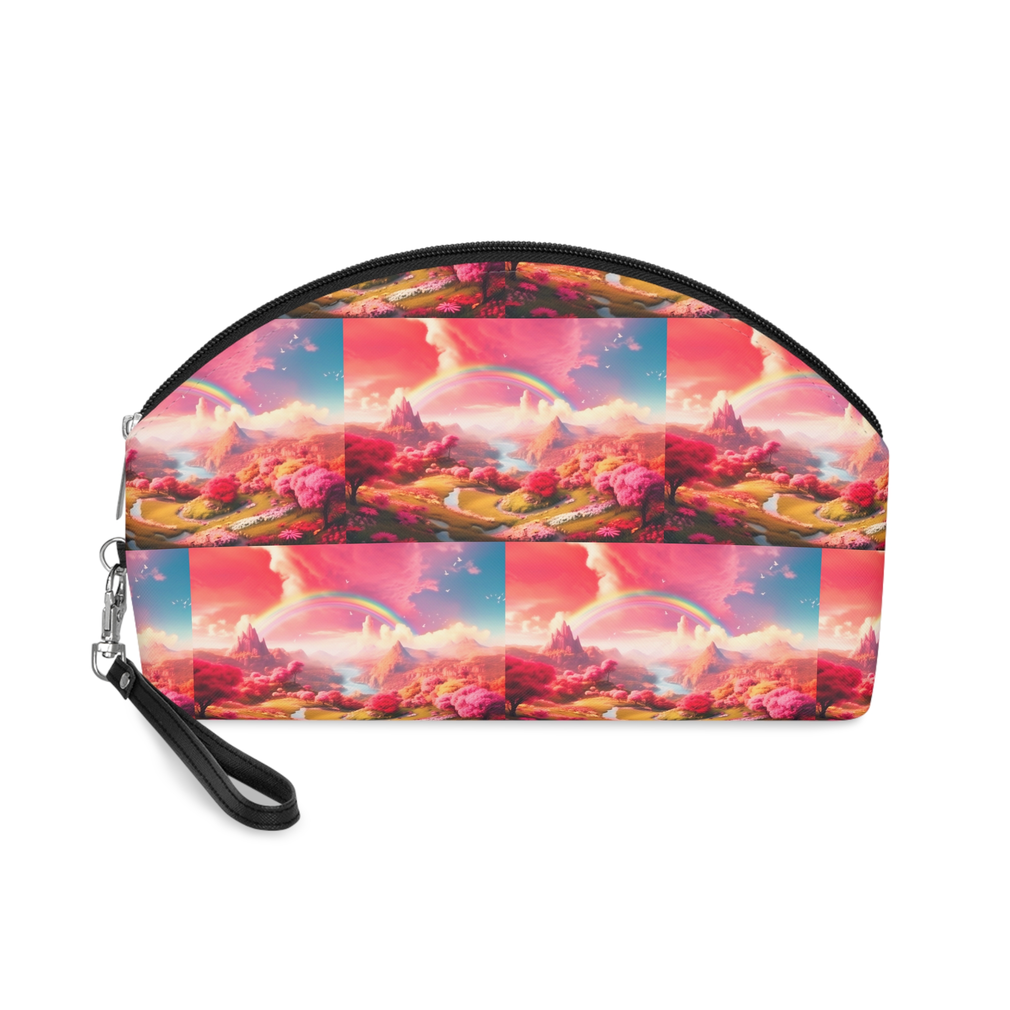 Pink Spring Garden Fairy Land Background Clouds With Rainbow Animation Makeup Bag