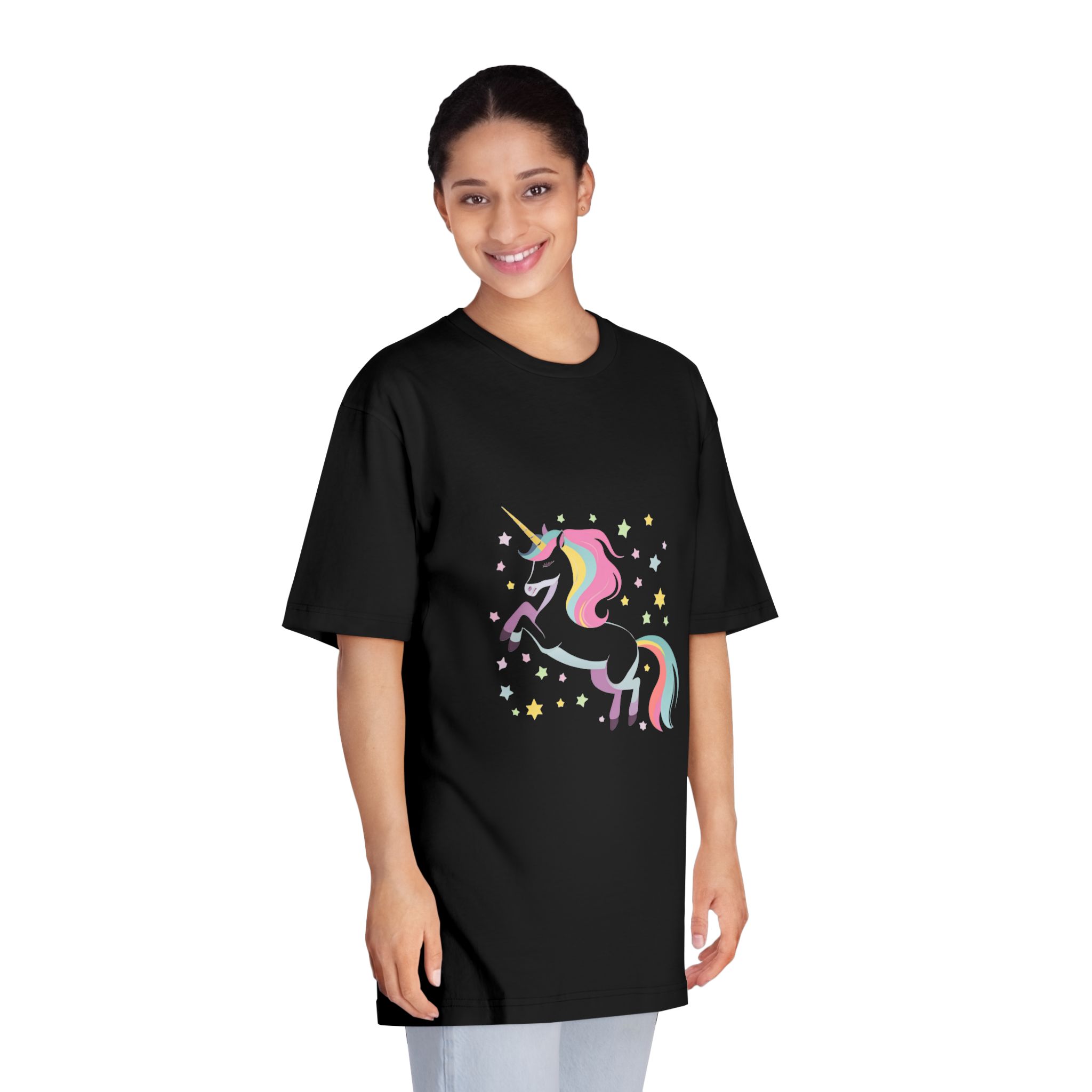 Unicorn With Stars Stars Background Generative Ai Unisex Classic Crewneck T Shirt - Image 7