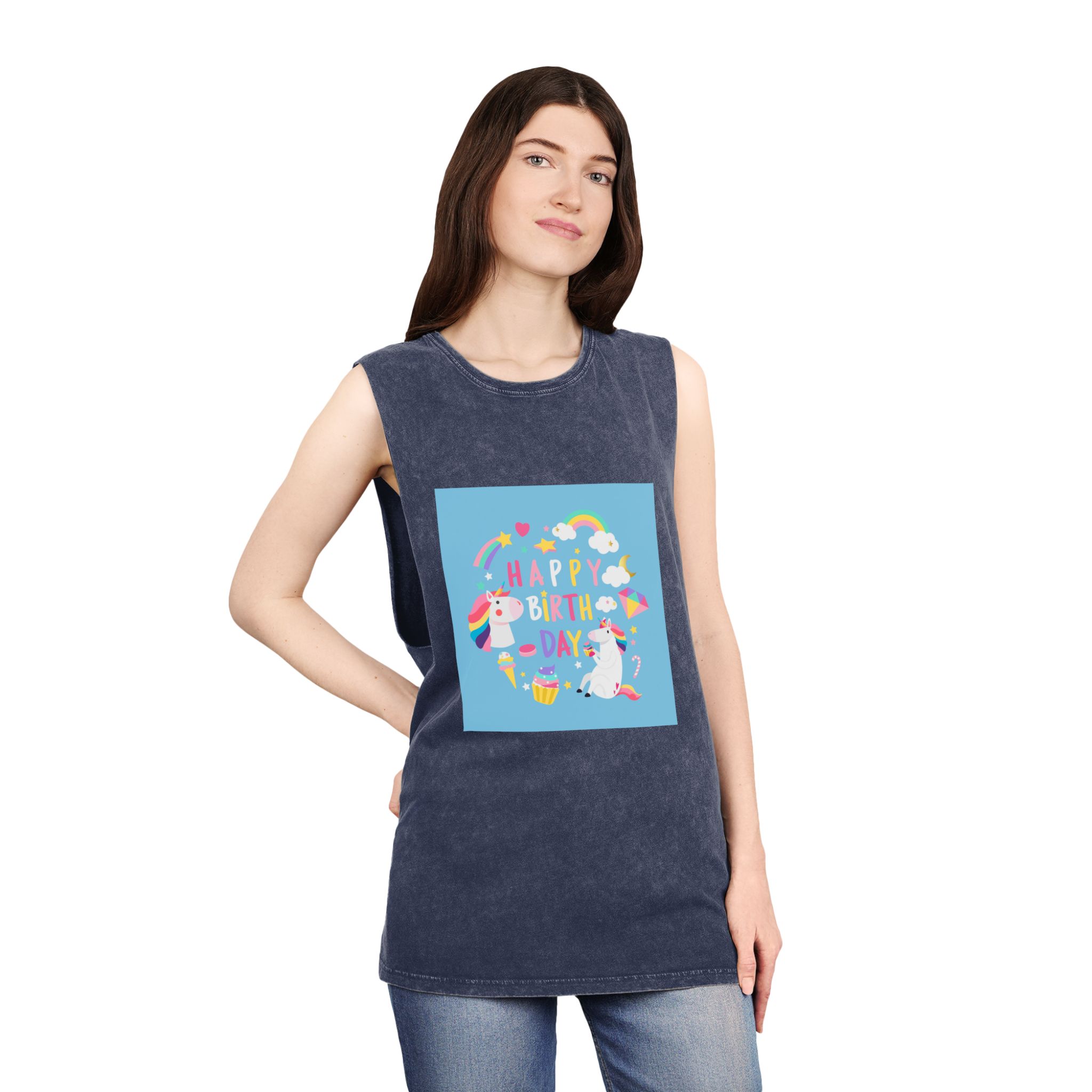 Unicorn V144 Unisex Stonewash Tank Top - Image 16