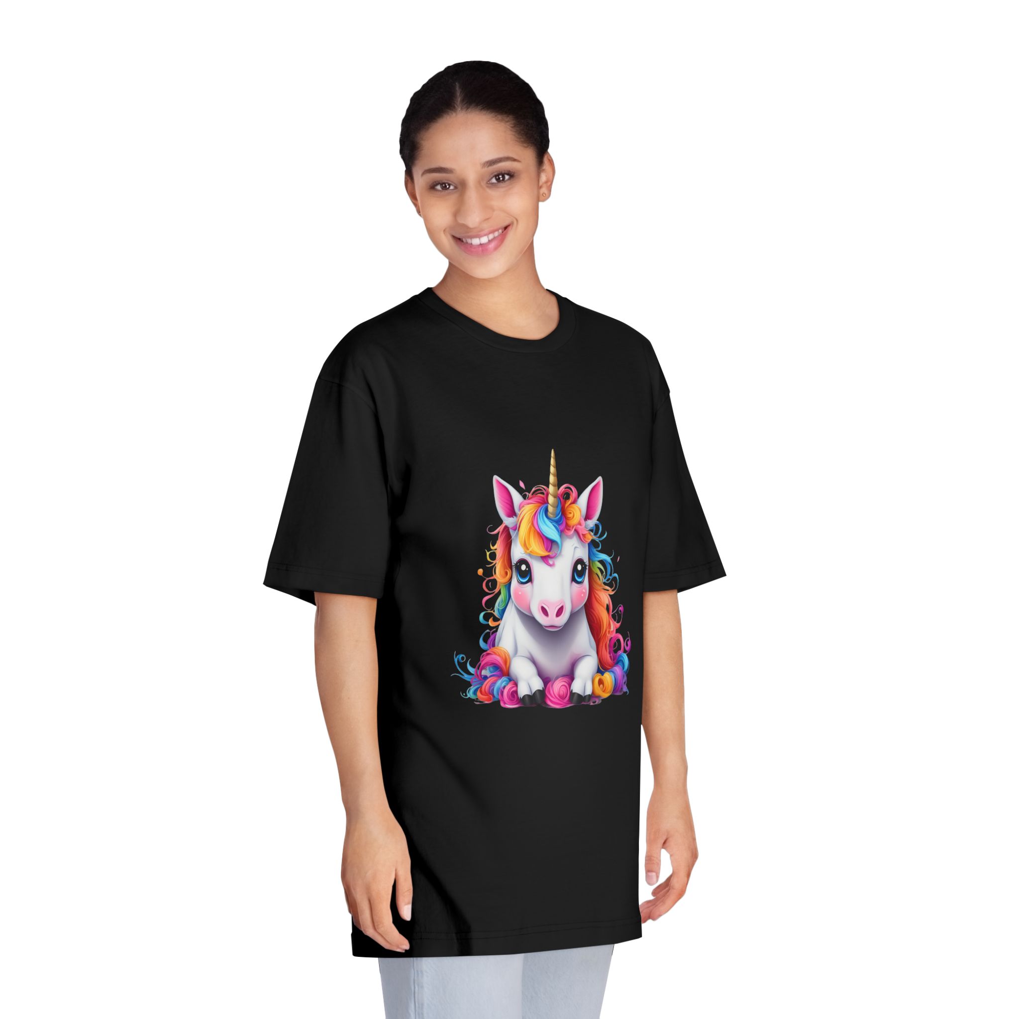 Cute Unicorn With Colorful Hair Isolated White Background Unisex Classic Crewneck T Shirt - Image 7