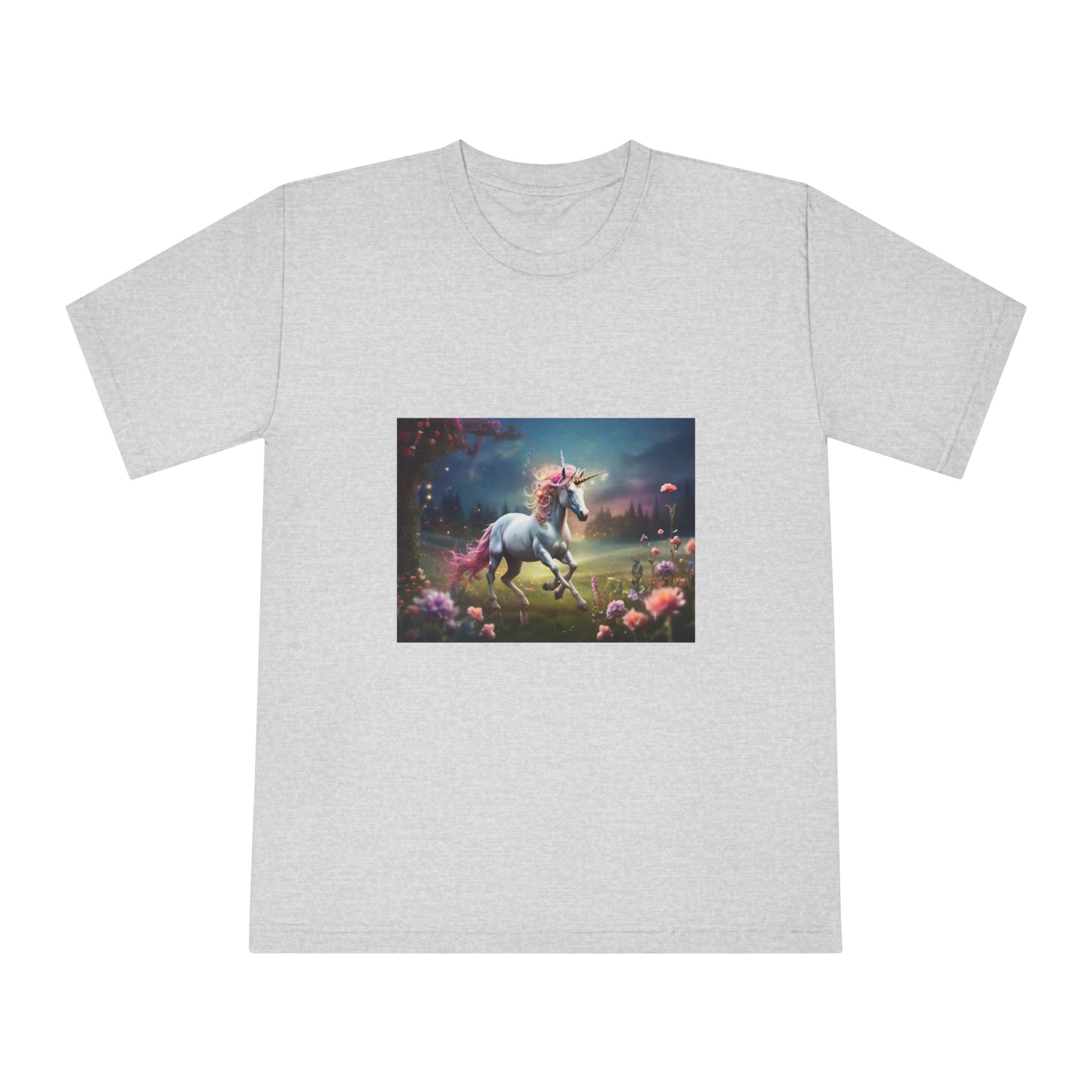 Beautiful Unicorn Running Magical Meadow Unicorn Background Images Whimsical Unicorn (5) Unisex Classic Crewneck T Shirt - Image 13