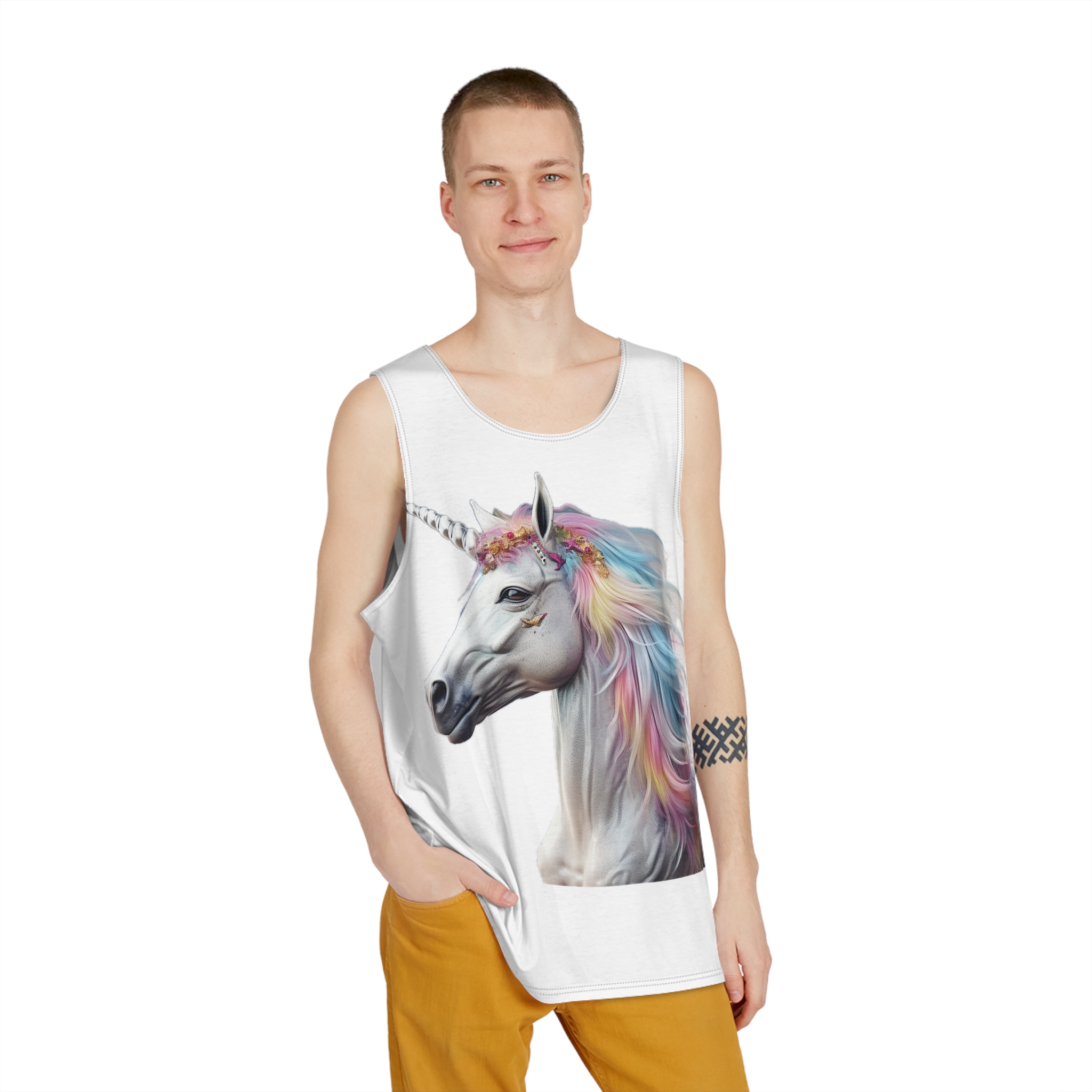 Colorful 3d Mythical Unicorn (3) Mens Tank Aop - Image 3