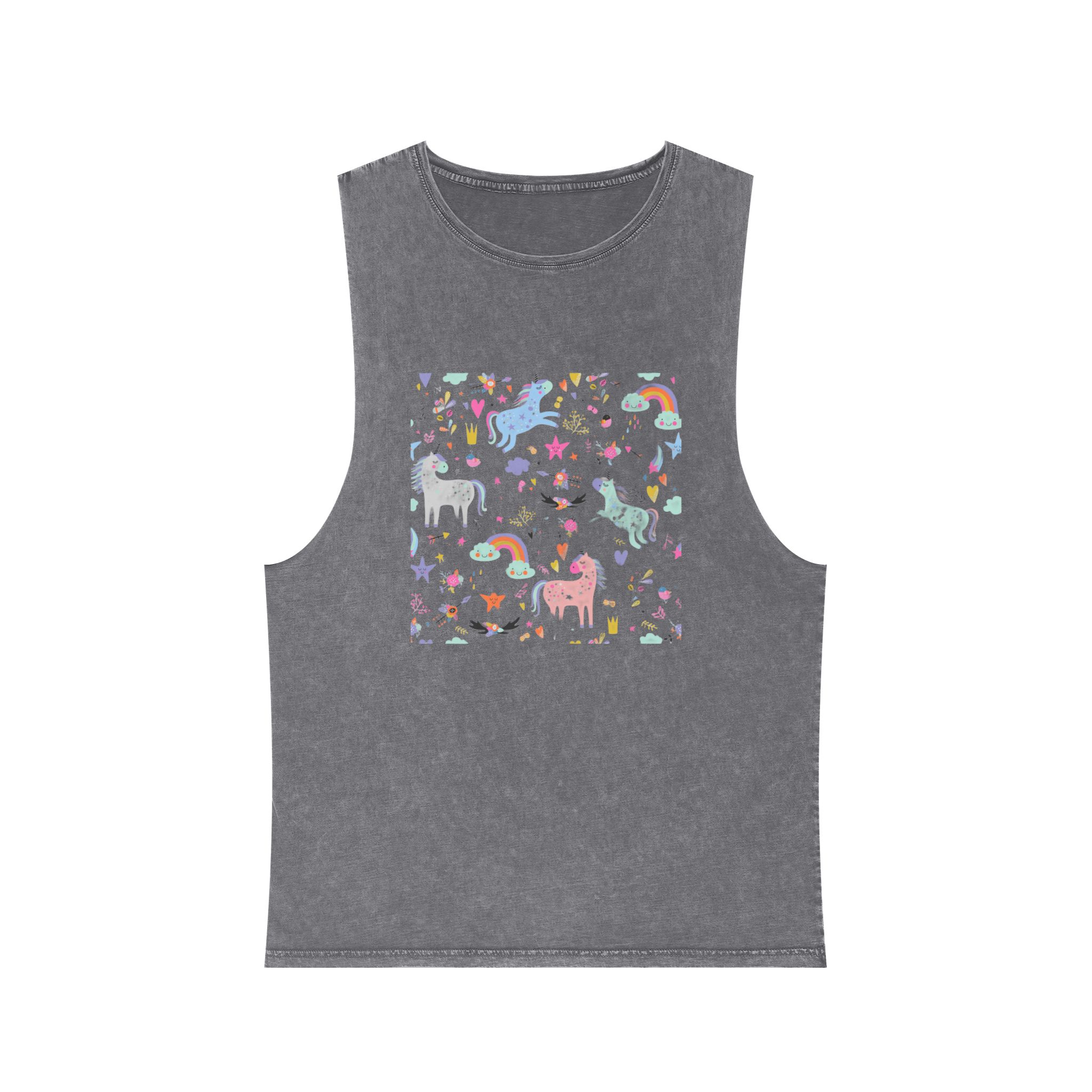 Unicorn Pattern (1) Unisex Stonewash Tank Top - Image 9