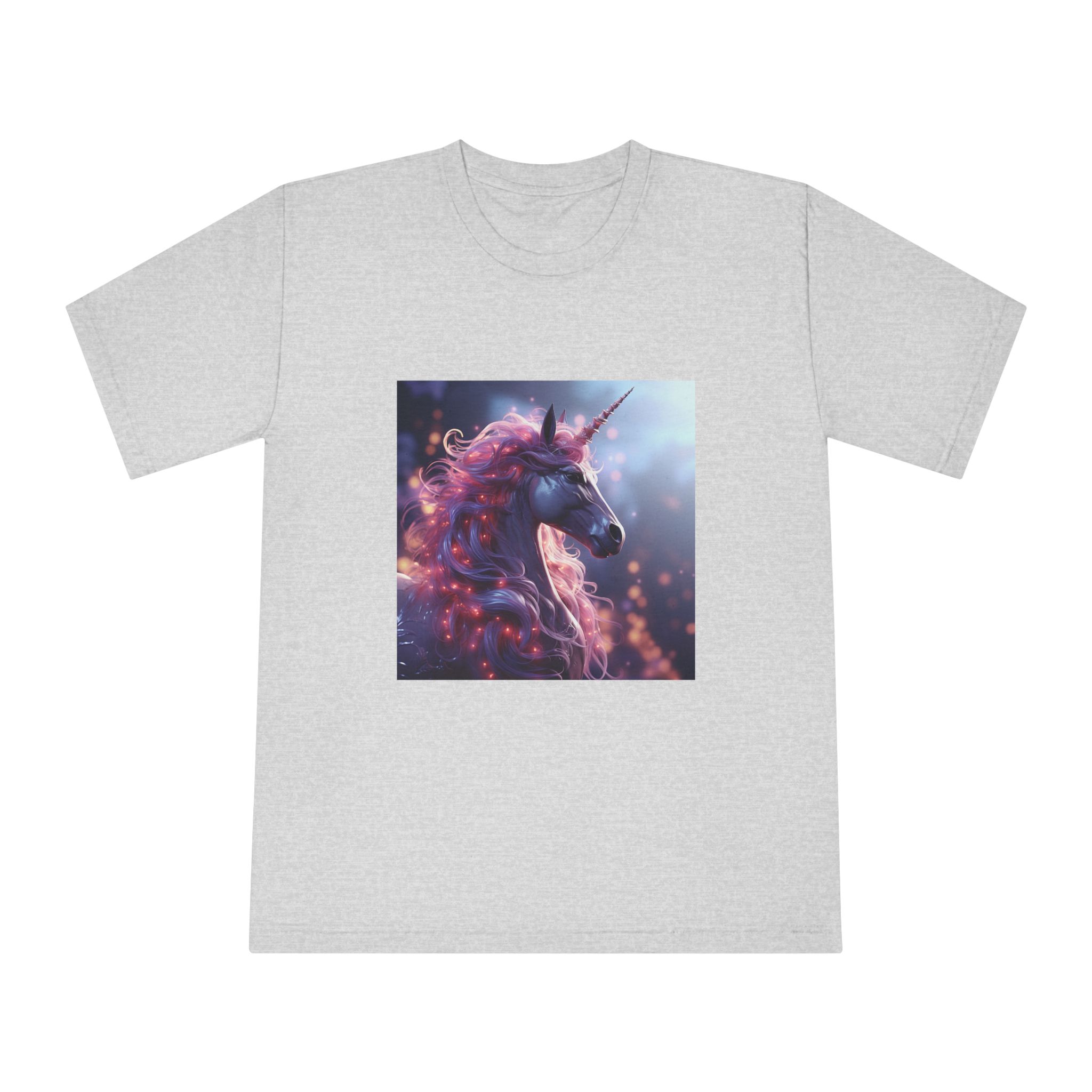 Pink 3d Mythical Unicorn With Lights Mane Unisex Classic Crewneck T Shirt - Image 13