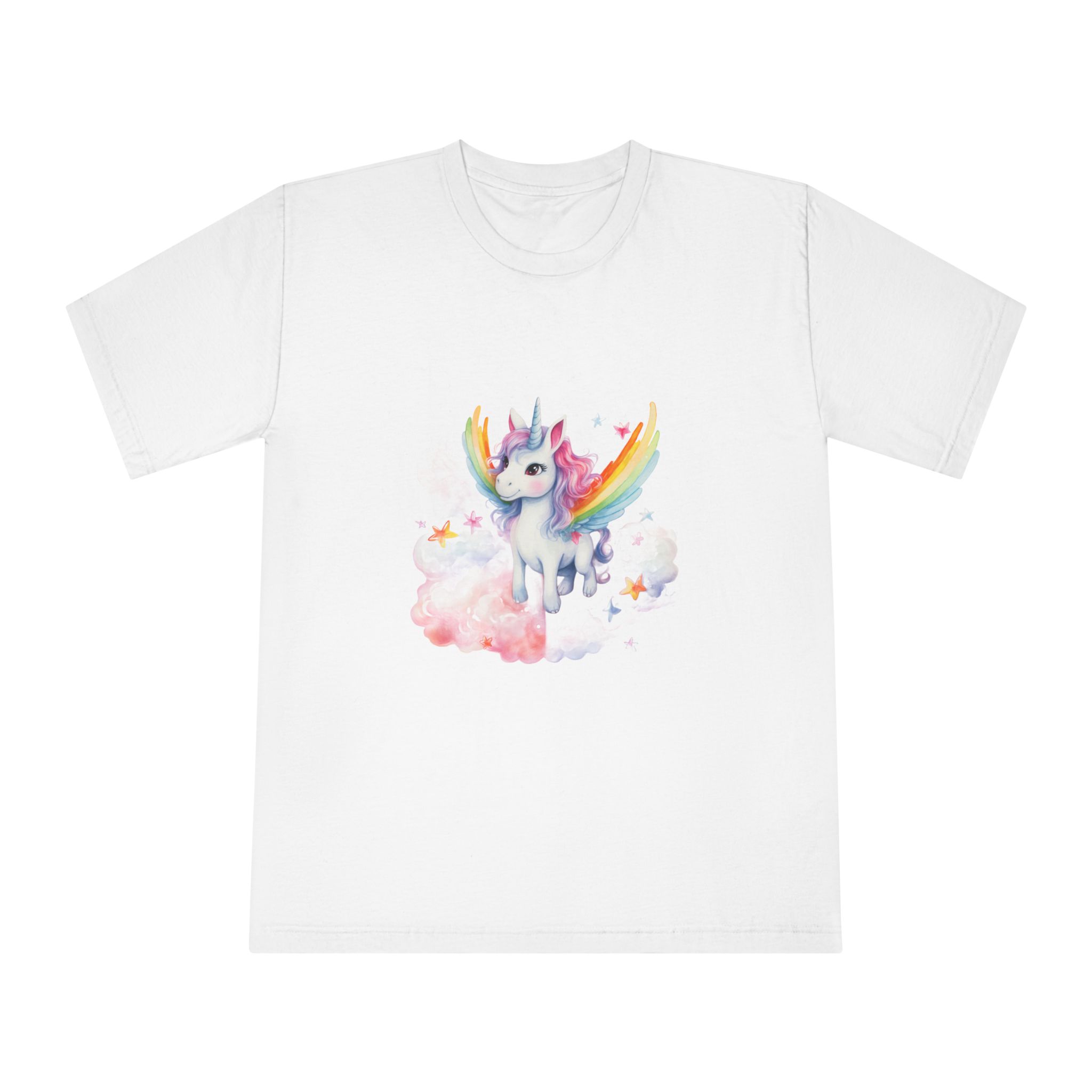 There Is Unicorn With Rainbow Mane Wings Cloud Generative Ai Unisex Classic Crewneck T Shirt