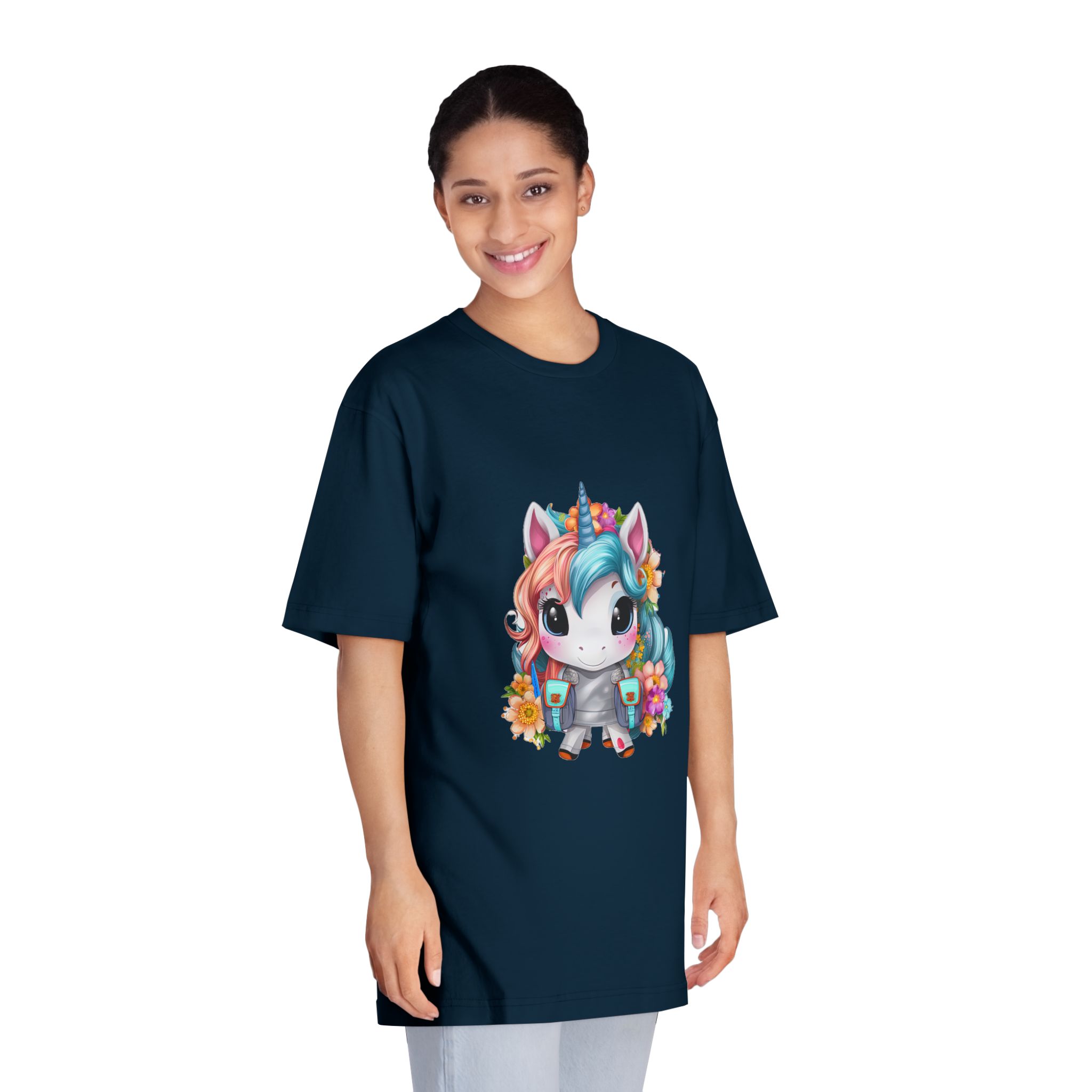 Unicorn With Bow Sword Her Hand Is Holding Sword Unisex Classic Crewneck T Shirt - Image 19