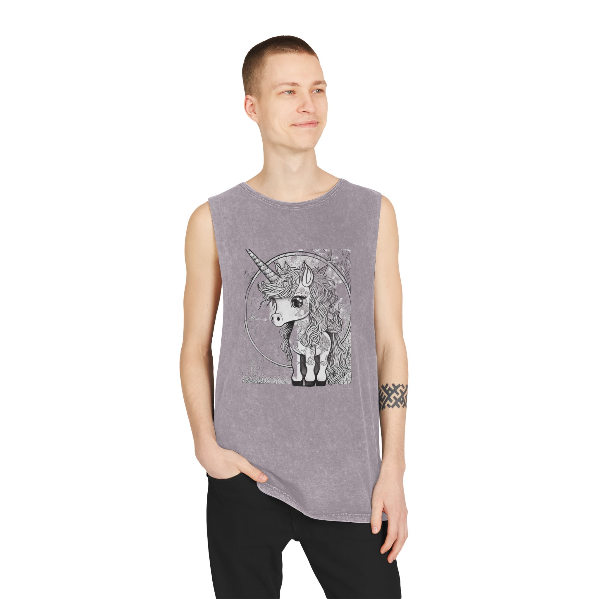 Children S Unicorn Fantasy Art Unisex Stonewash Tank Top - Image 19