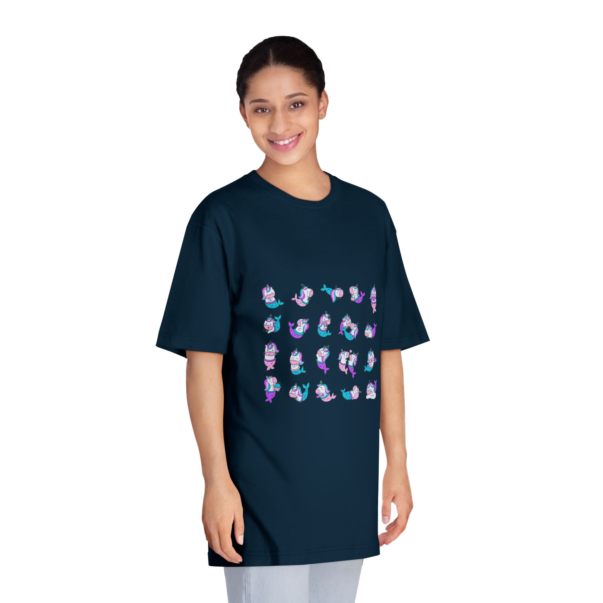 Cute Kawaii Unicorn Mermaid Fantasy Cartoon Characters Hand Drawn Style Unisex Classic Crewneck T Shirt - Image 19
