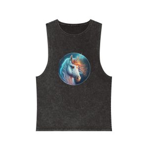 Adorable Colorful Unicorn Unisex Stonewash Tank Top