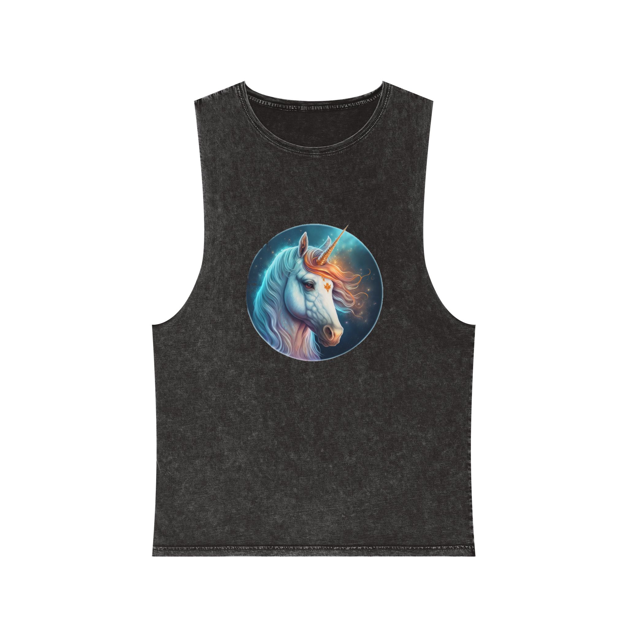 Adorable Colorful Unicorn Unisex Stonewash Tank Top