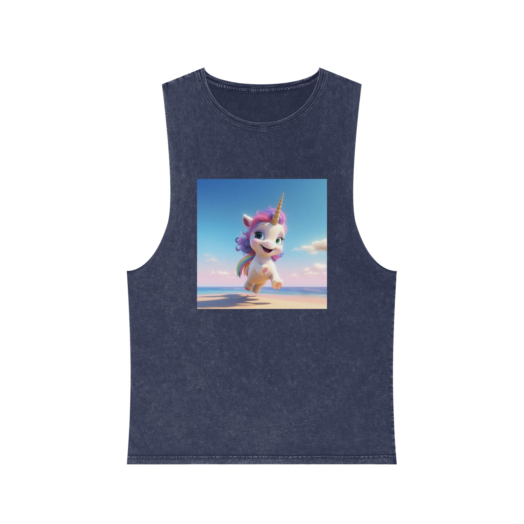 Animated Unicorn Children Unisex Stonewash Tank Top - Image 13