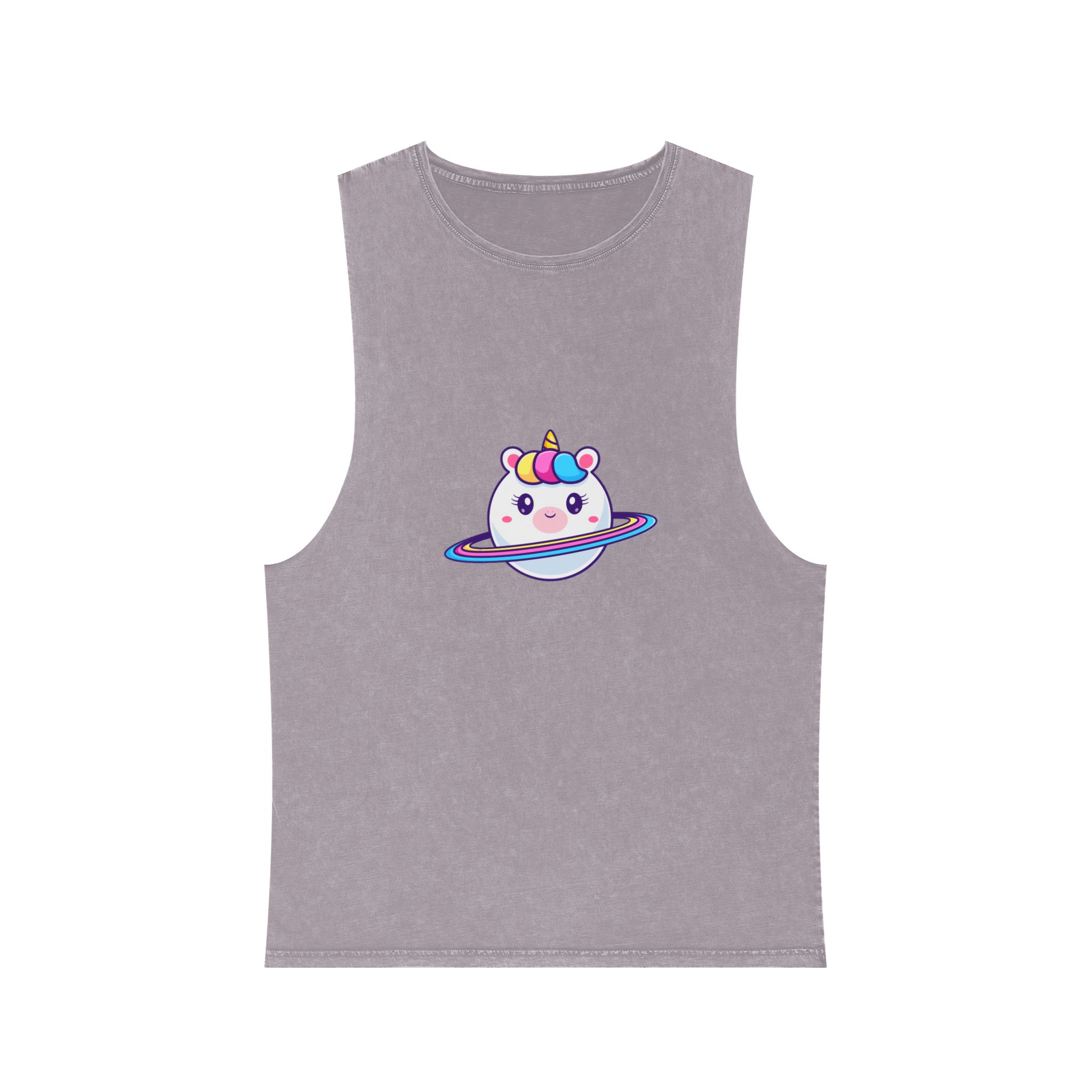 Cute Unicorn Planet Unisex Stonewash Tank Top - Image 17