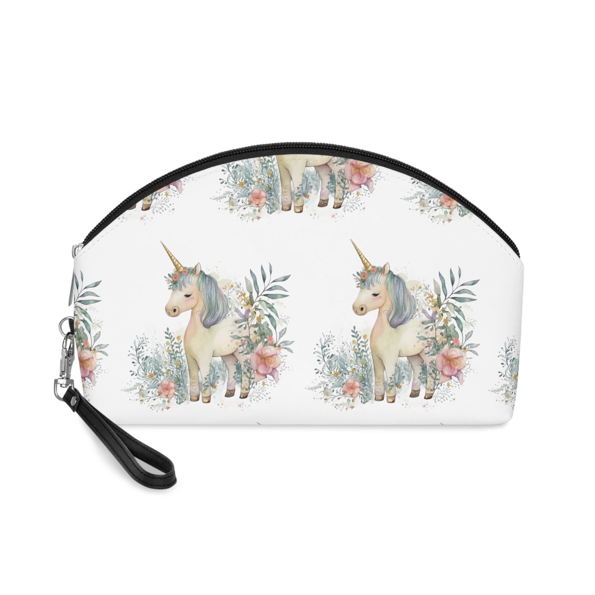 Watercolor Forest Cartoon Isolated Cute Baby Unicorn Animal Illustration Ai Generative Copy Makeup Bag