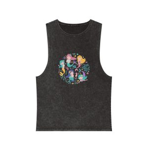 Poster With Mermaids Sea Animals Unisex Stonewash Tank Top