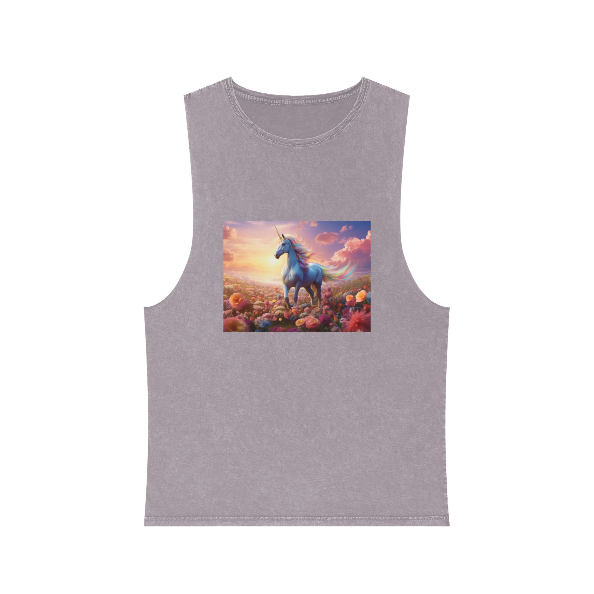 Unicorn Flower Field Unisex Stonewash Tank Top - Image 17