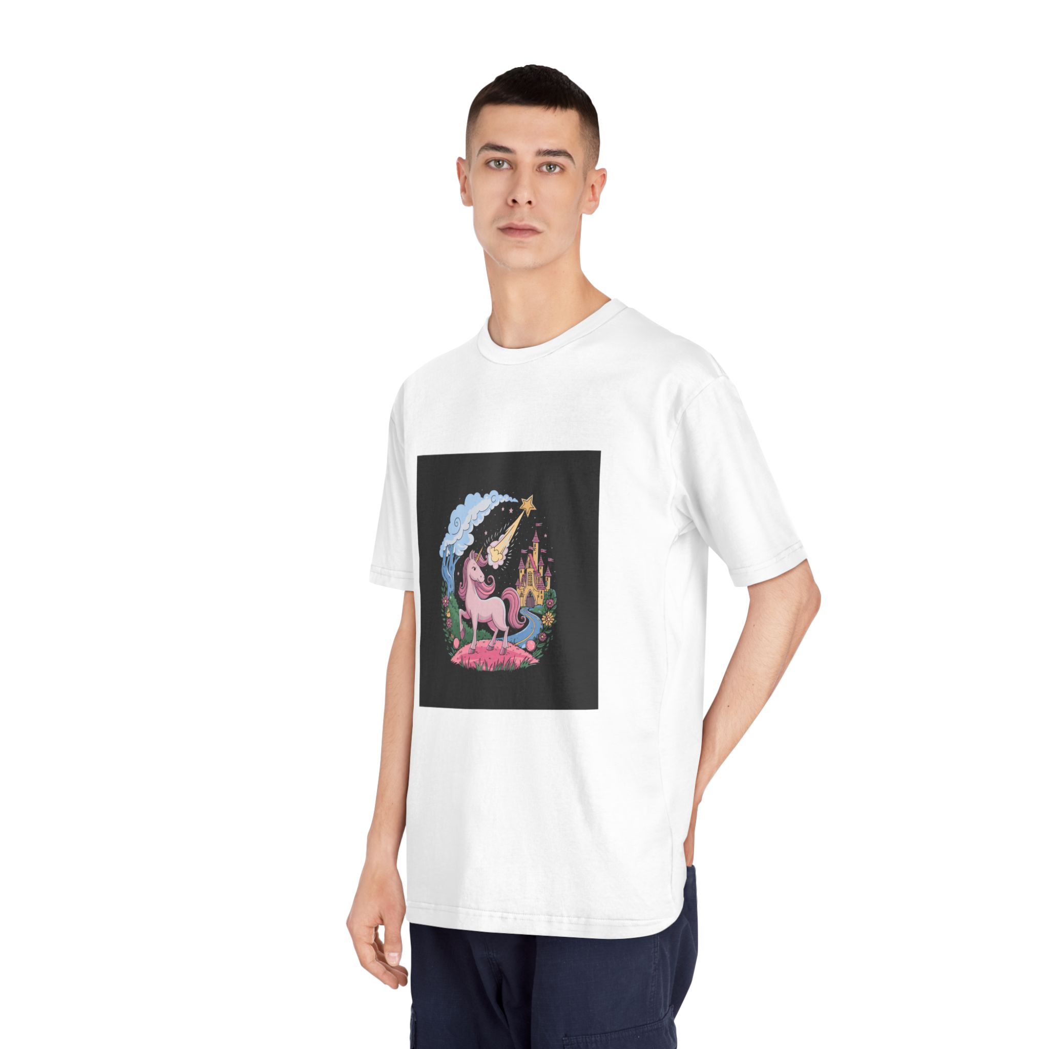 Unicorn With Star Its Head Is Drawn By Unicorn Unisex Classic Crewneck T Shirt - Image 4