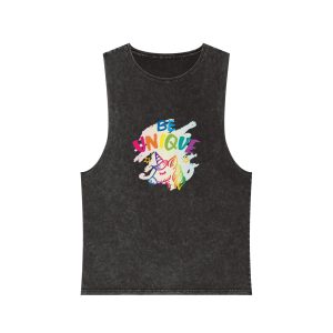 Colorful Unicorn With Words Be Unique It Unisex Stonewash Tank Top