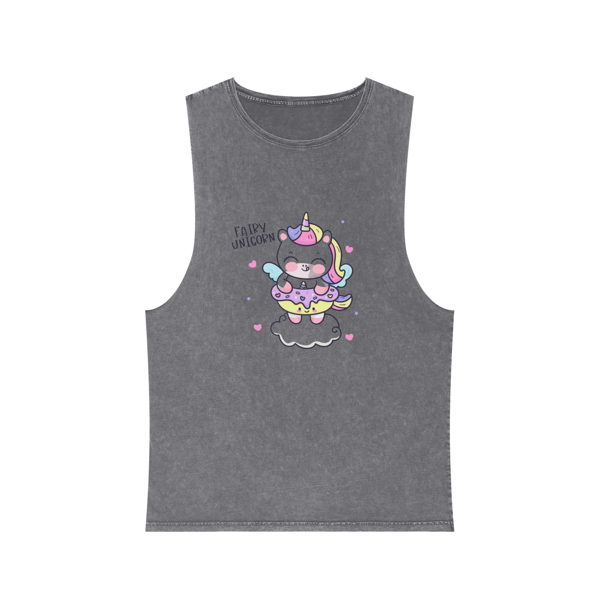 Cute Unicorn Cartoon Donut Cloud Kawaii Animal Unisex Stonewash Tank Top - Image 9