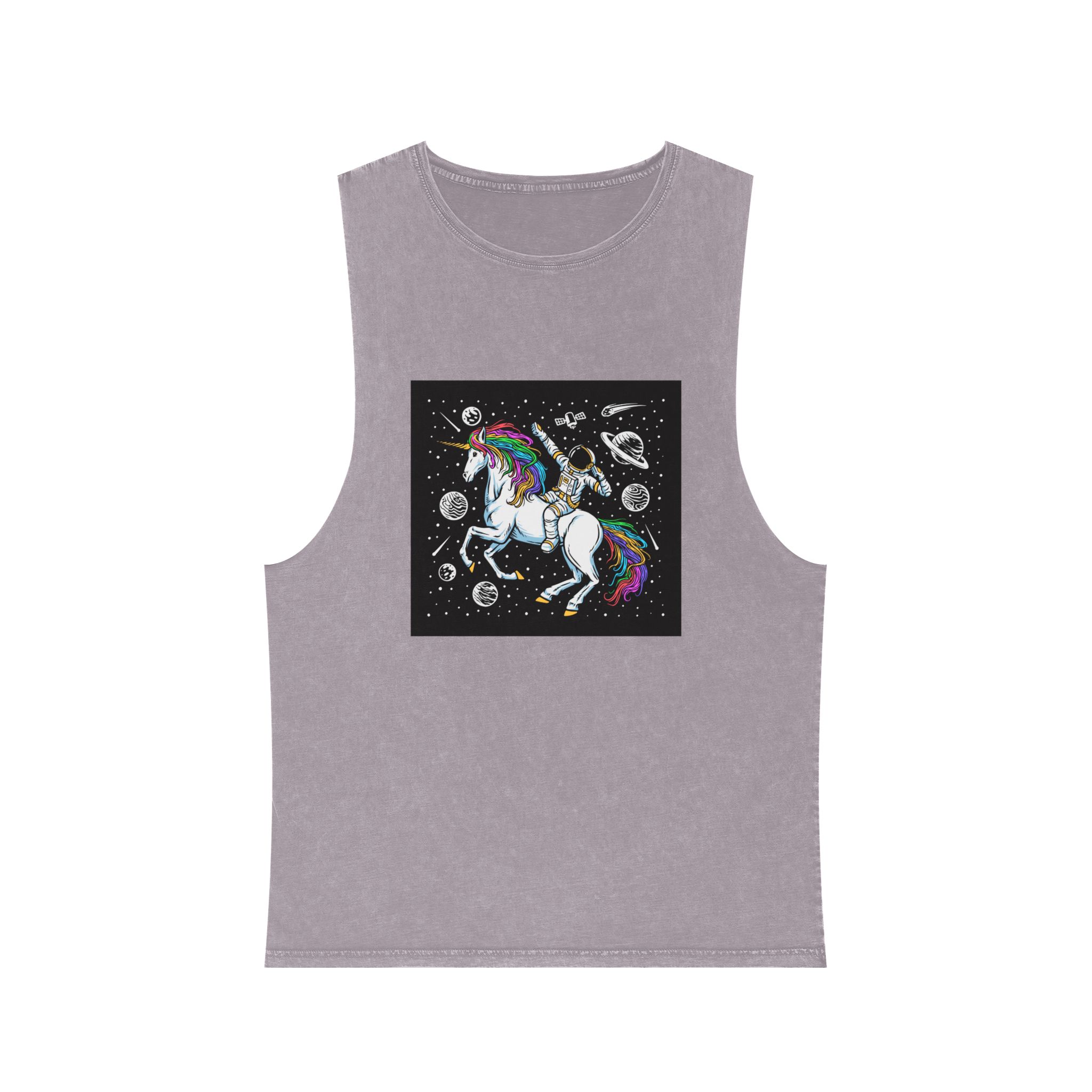 Astronaut Unicorn Unisex Stonewash Tank Top - Image 17