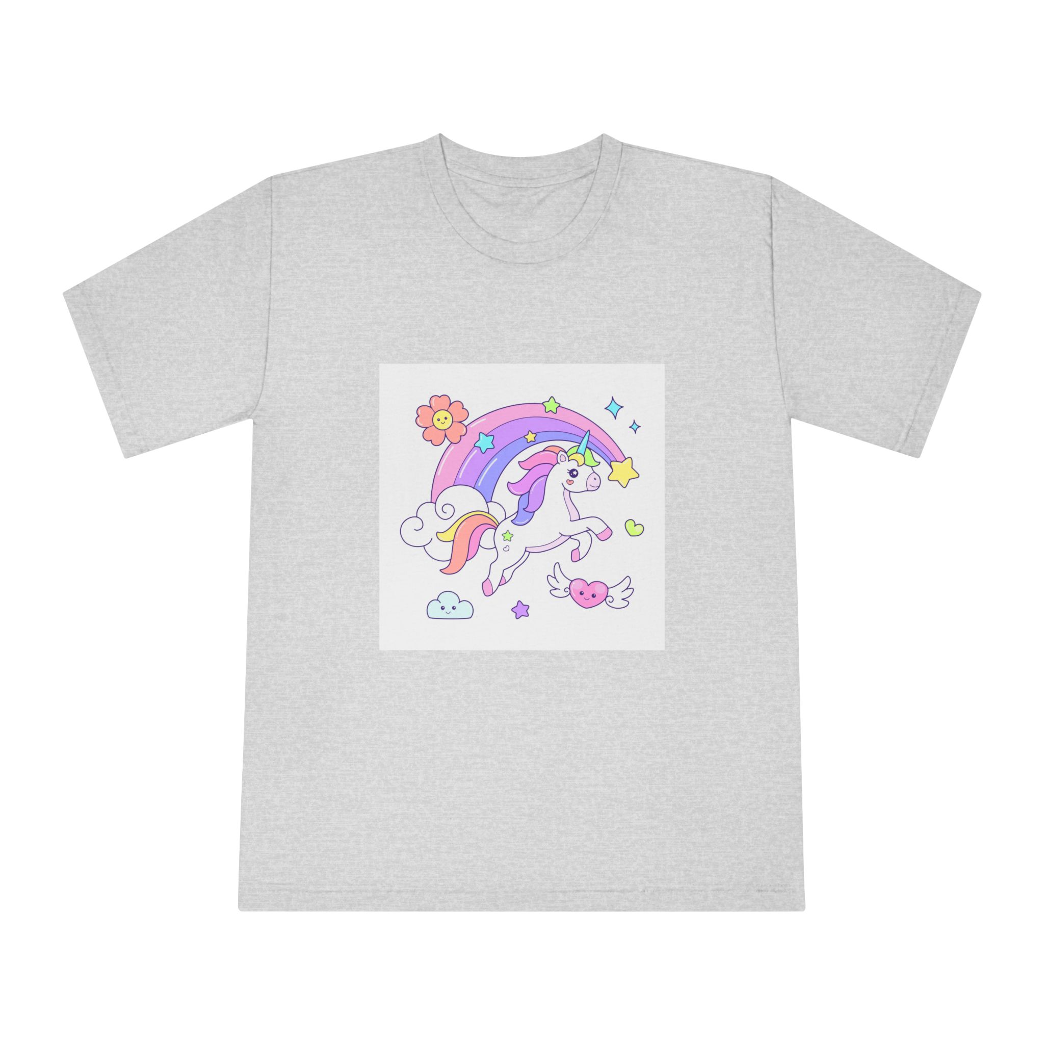 Cute Unicorn Flying Over the Rainbow Illustration Unisex Classic Crewneck T Shirt - Image 13