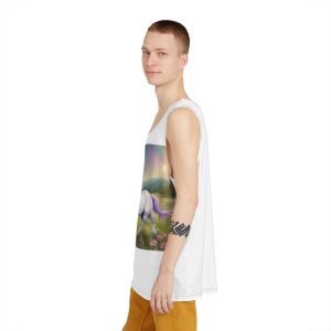 Beautiful Unicorn Running Magical Meadow Unicorn Background Images Whimsical Unicorn (7) Mens Tank Aop