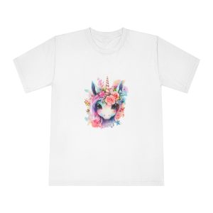 Cute Colorful Magic Unicorn With Flowers Watercolor Style (4) Unisex Classic Crewneck T Shirt