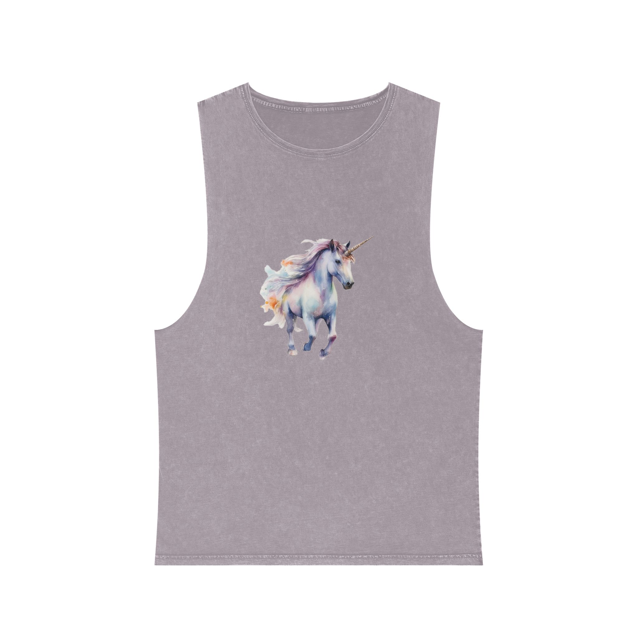 Painting Unicorn With Long Mane Colorful Mane Generative Ai (4) Unisex Stonewash Tank Top - Image 17