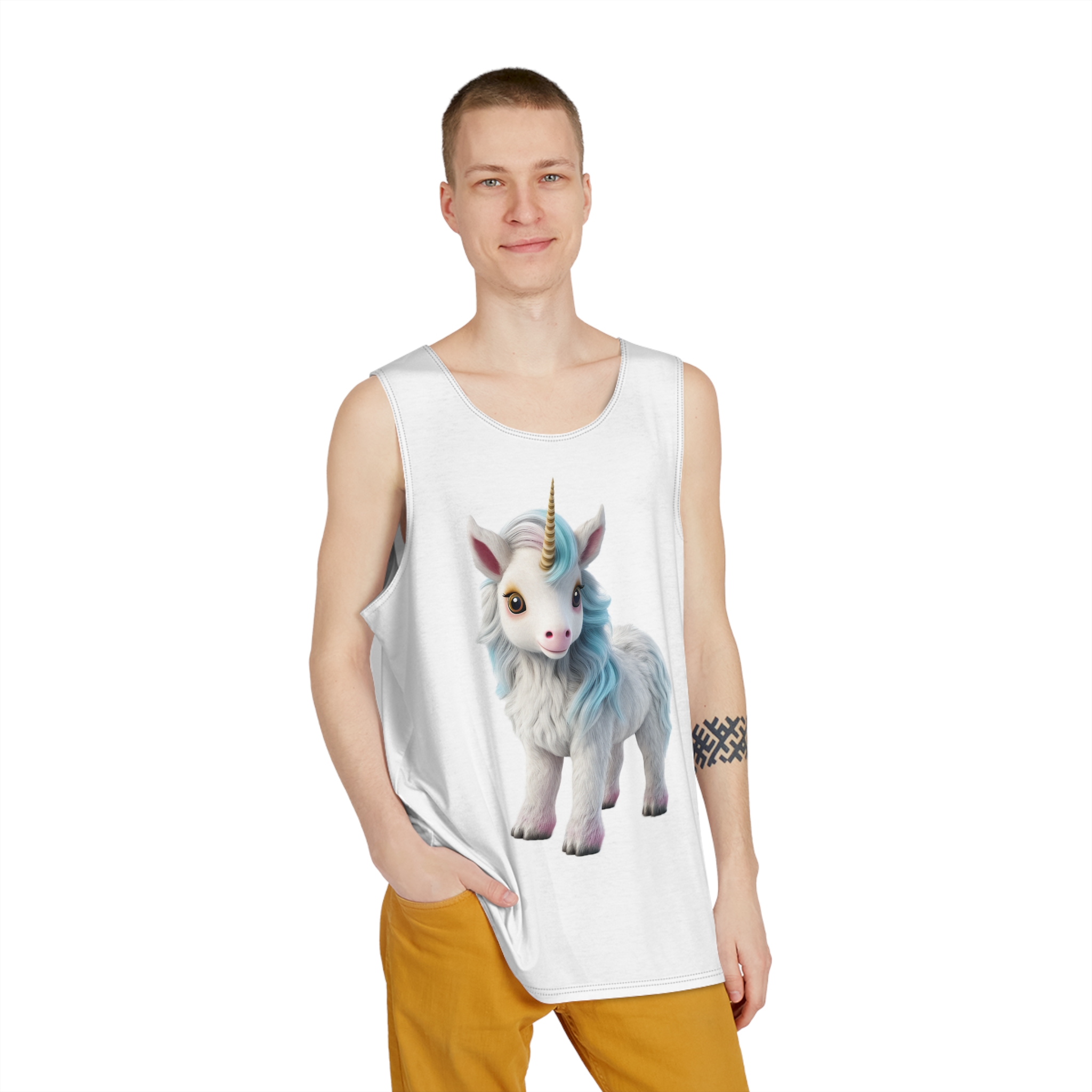 Colorful Cartoon Animated 3d Unicorn Children (7) Mens Tank Aop - Image 3