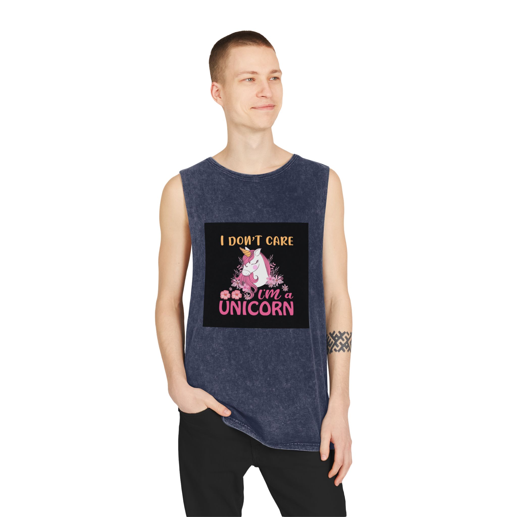 Unicorn 2 (1) Unisex Stonewash Tank Top - Image 15