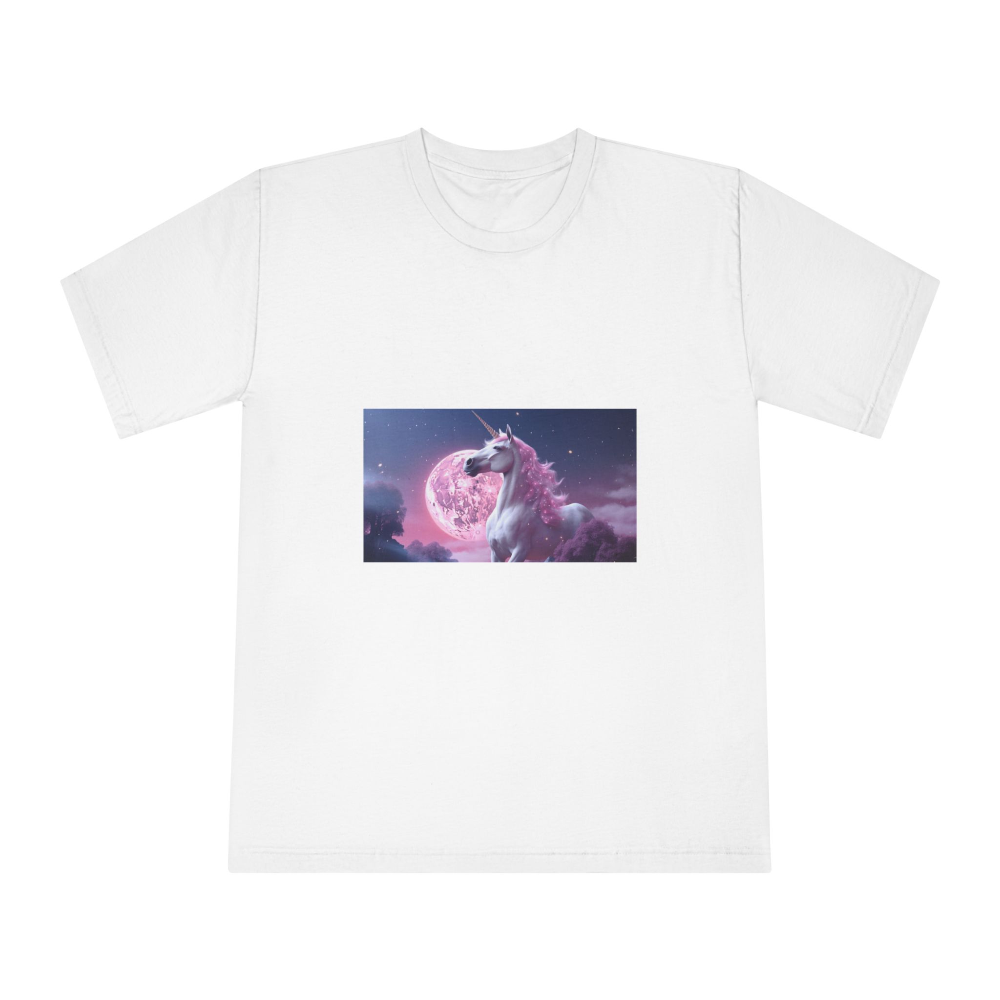 Pink Background With Unicorn Illustration Ai Generativexa Unisex Classic Crewneck T Shirt