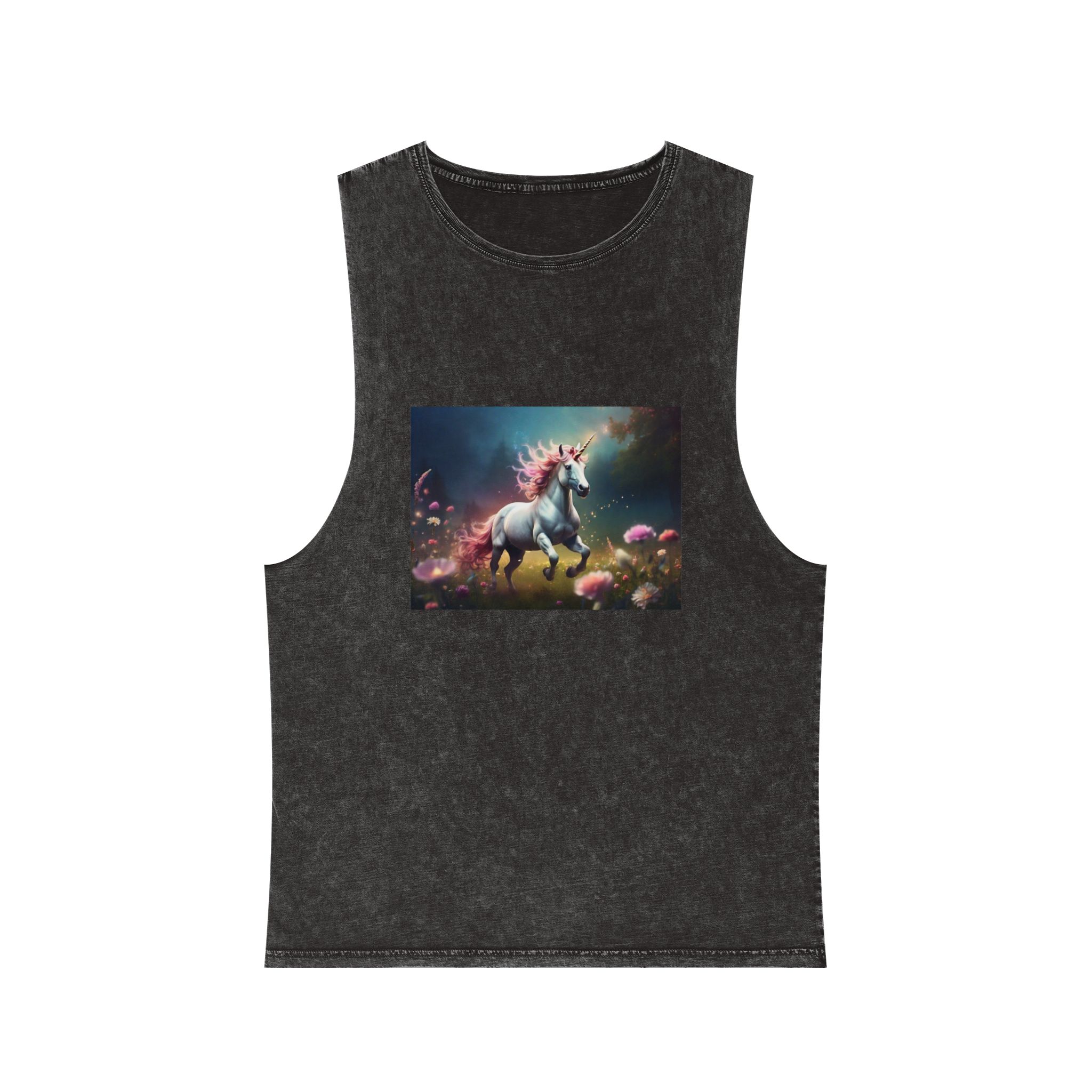 Beautiful Unicorn Running Magical Meadow Unicorn Background Images Whimsical Unicorn (22) Unisex Stonewash Tank Top
