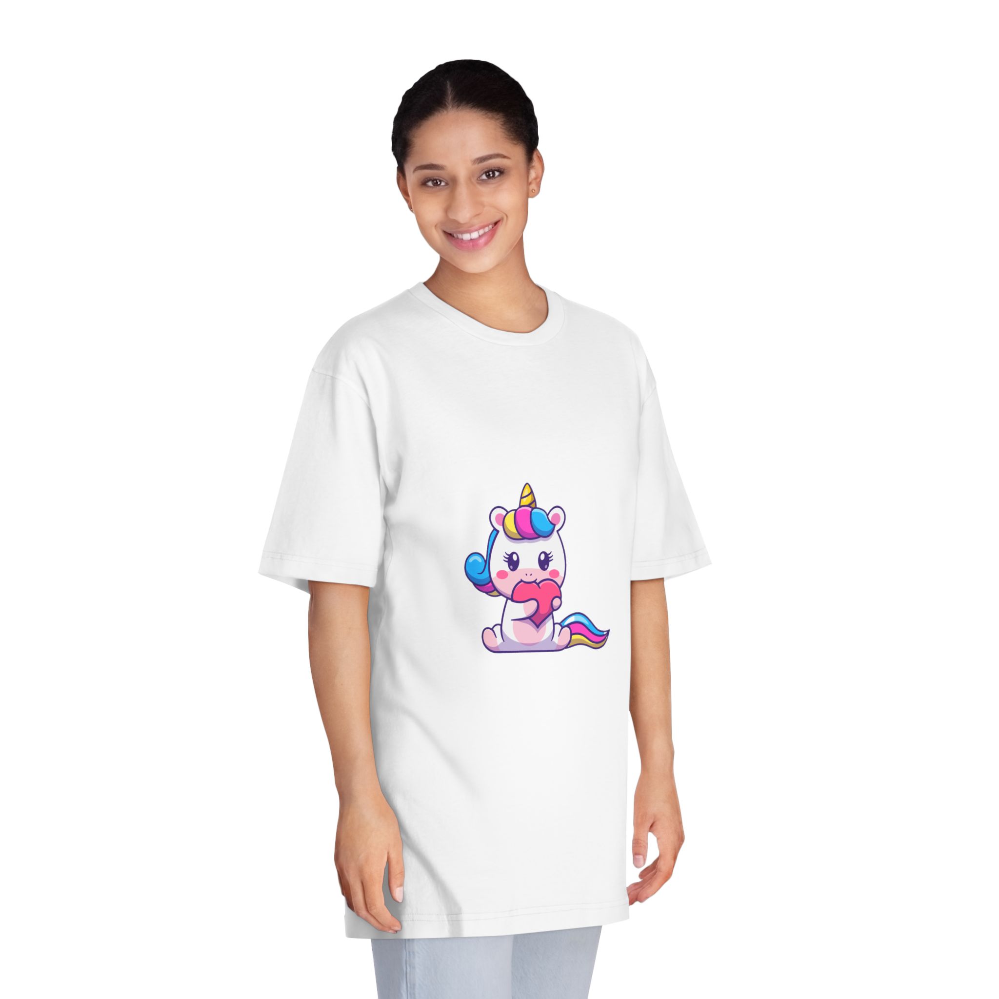 Cute Unicorn Heart Unisex Classic Crewneck T Shirt - Image 3