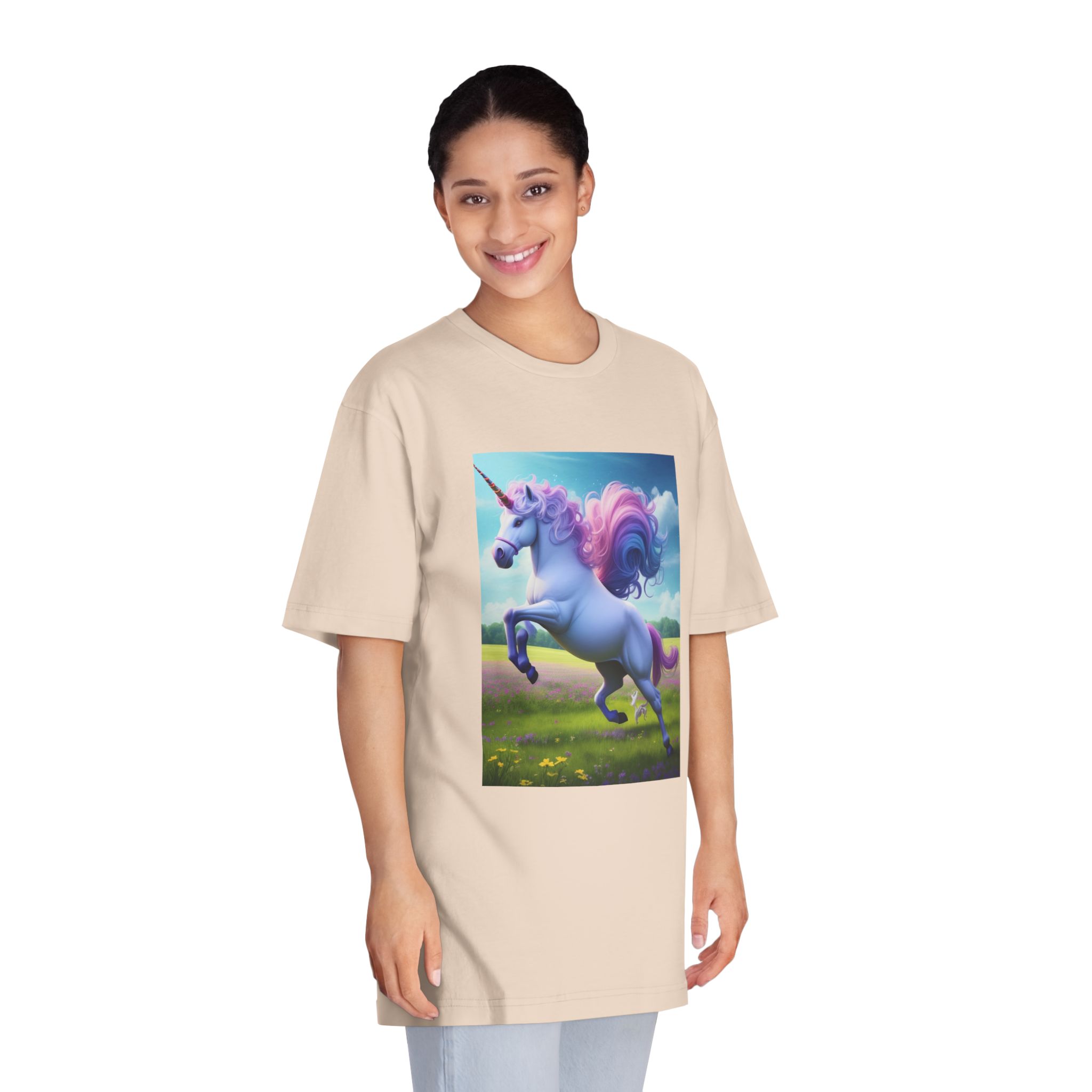 Beautiful Unicorn Running Magical Meadow Unicorn Background Images Whimsical Unicorn (26) Unisex Classic Crewneck T Shirt - Image 11