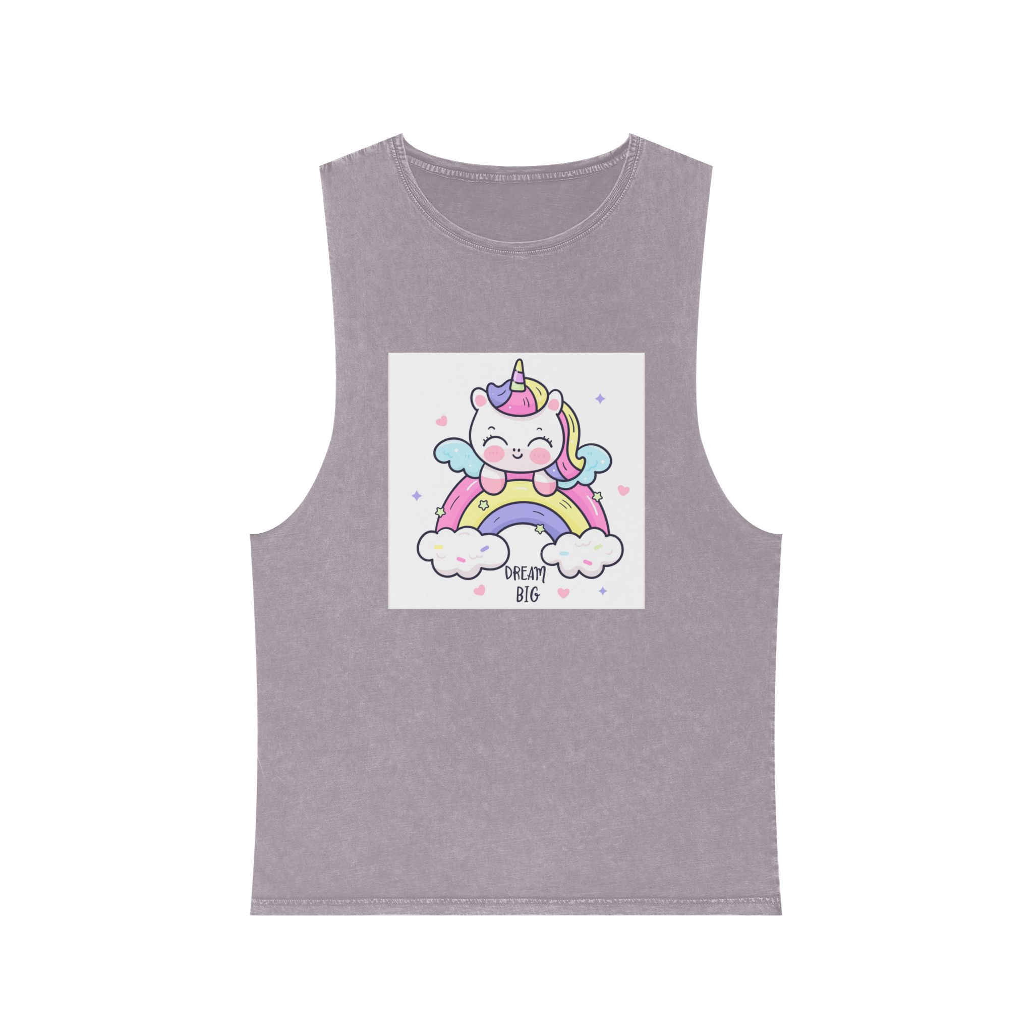 Cute Unicorn Rainbow Kawaii Animal Baby Cartoon Dream Big Unisex Stonewash Tank Top - Image 17
