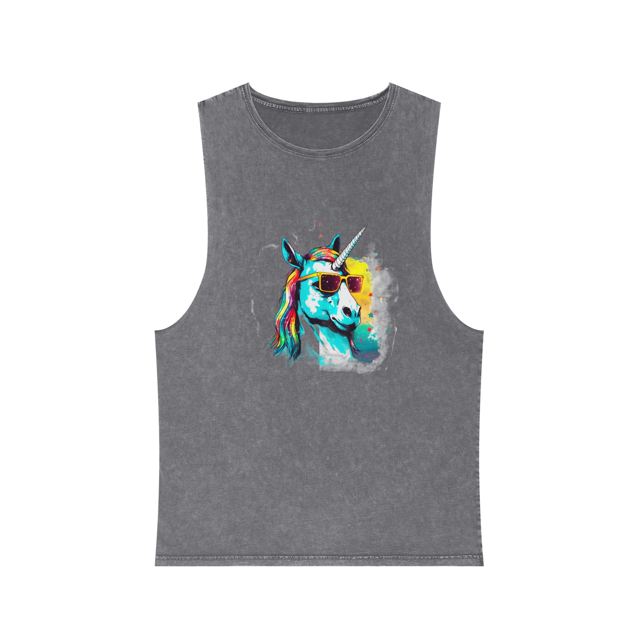 Cute Cartoon Baby Unicorn Isolated Transparent Background Ideal Tshirt Prints Stickers Mugs Unisex Stonewash Tank Top - Image 9
